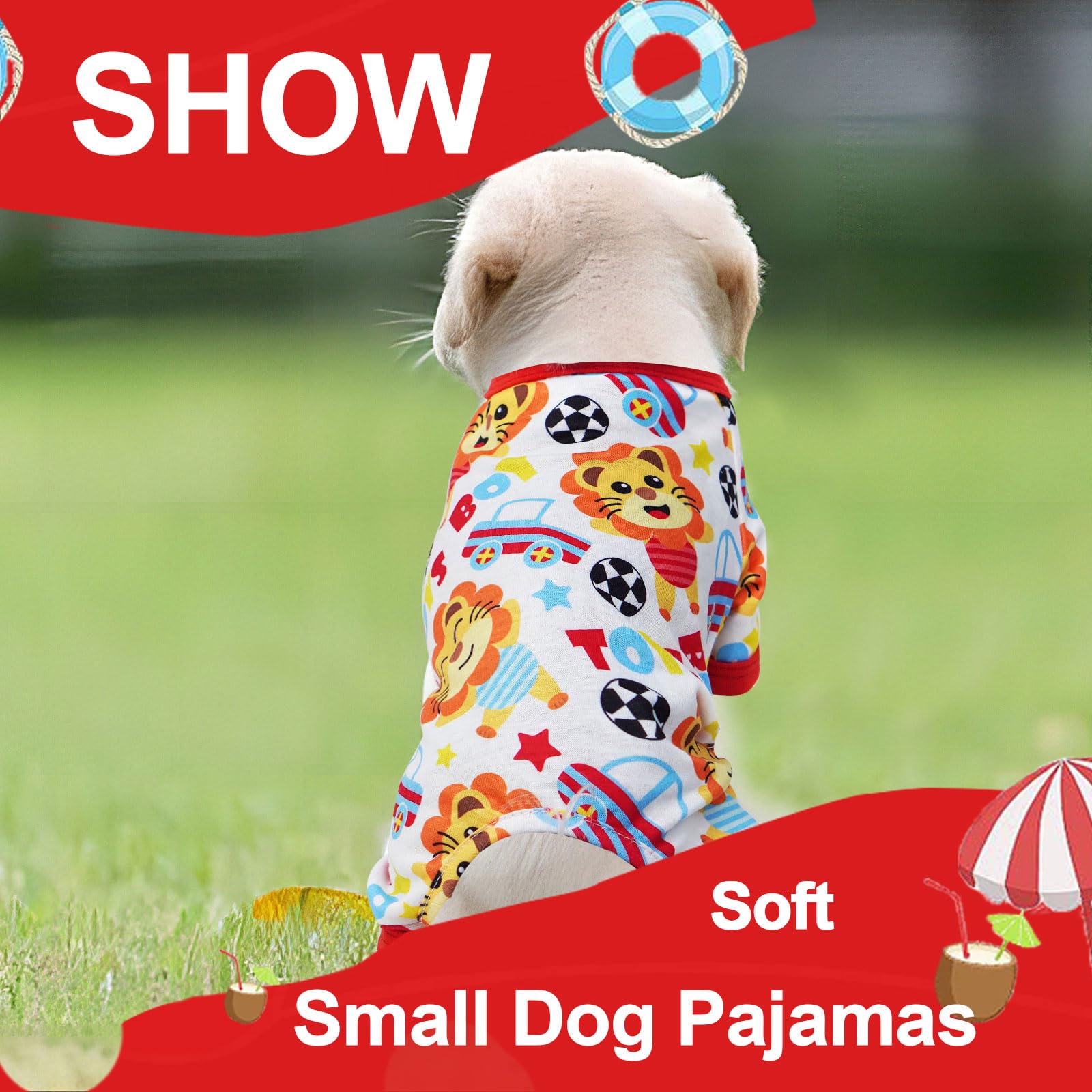 Viunimo Puppy Clothes For Small Dogs - Summer Cute Pajamas, Soft Stretchy Onesies For Boy Girl Dogs, Cat Pet Jammies Outfit (Yel