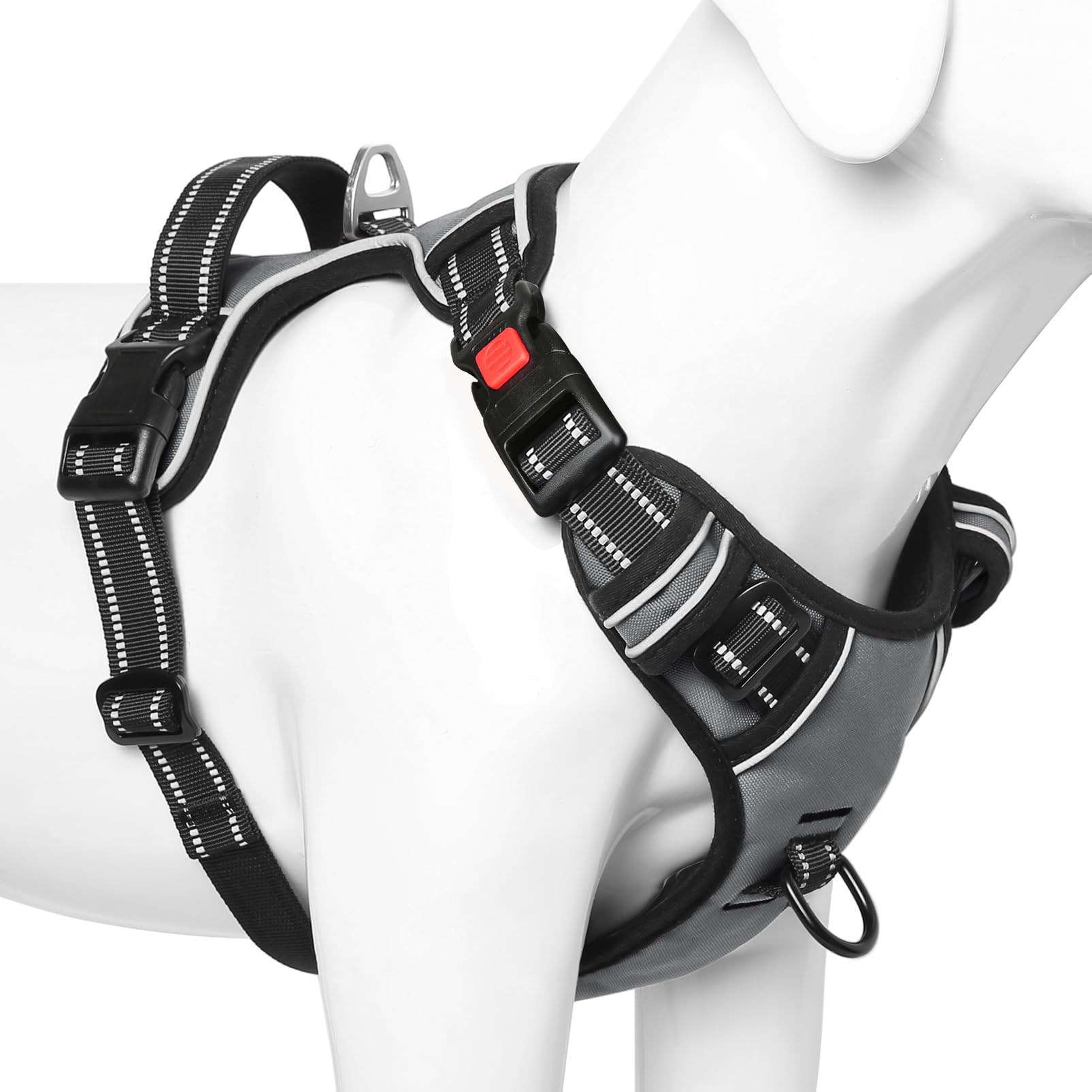 Timos No Pull Dog Harness,No Choke Front Clip Dog Reflective Harness,Adjustable Soft Padded Pet Vest With Easy Control Handle Fo