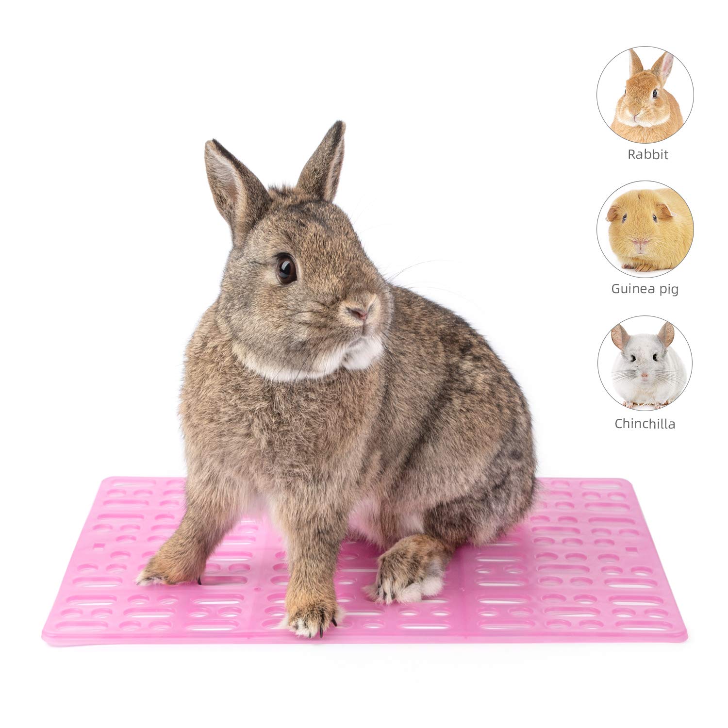 Niteangel 2 Pieces Rabbit Playpen Feet Mats For Cage, Comes With 4 Fixed Tabs (Pink)