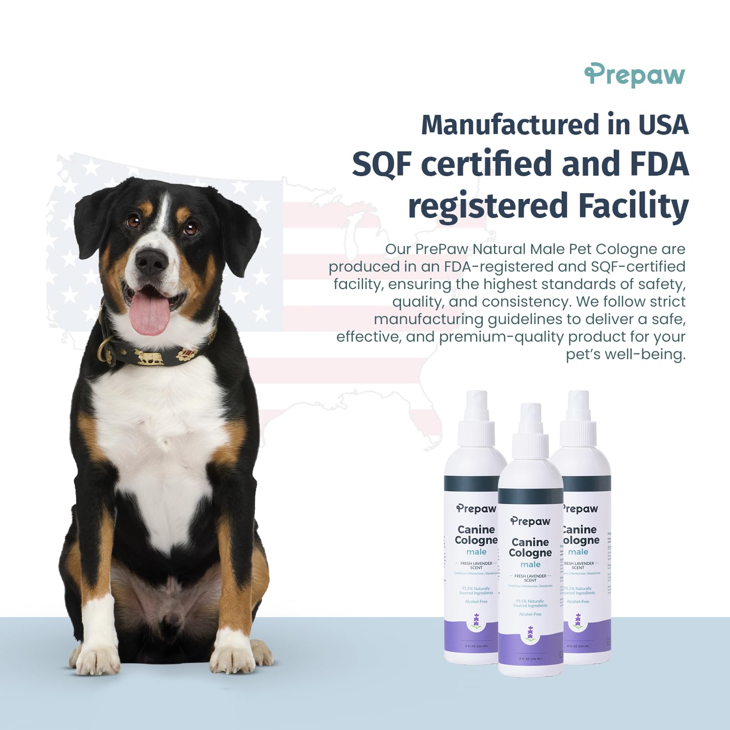 Prepaw Luxury Male Pet Cologne - Fresh Lavender Scent, 3-In-1 Formula Conditions & Moisturizes, Made With 94% Natural Ingredient