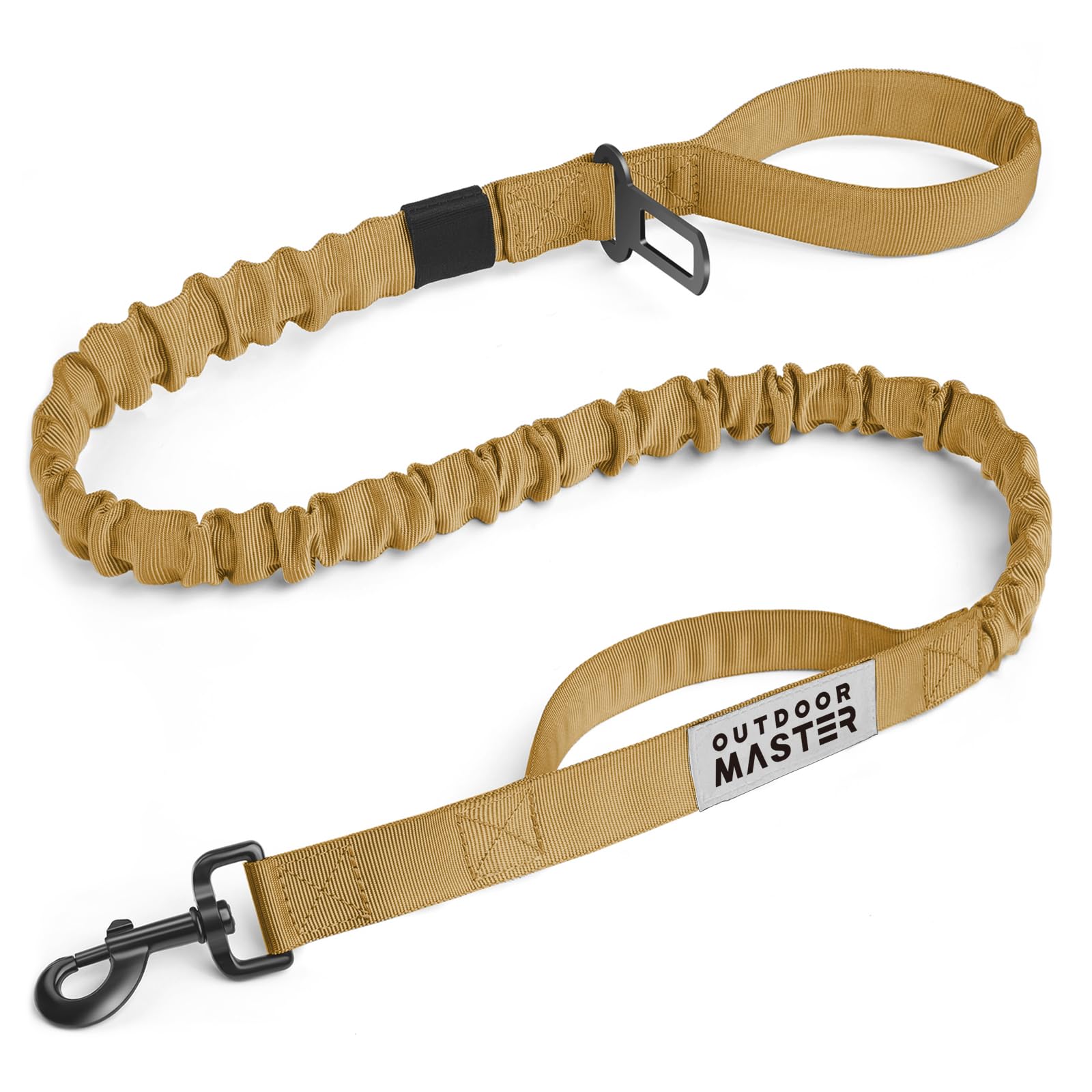 Outdoormaster Bungee Dog Leash, Heavy Duty Dog Leash With Shock Absorption, 2 Padded Handles Training Leash,1 Seat Belt Clip, Im