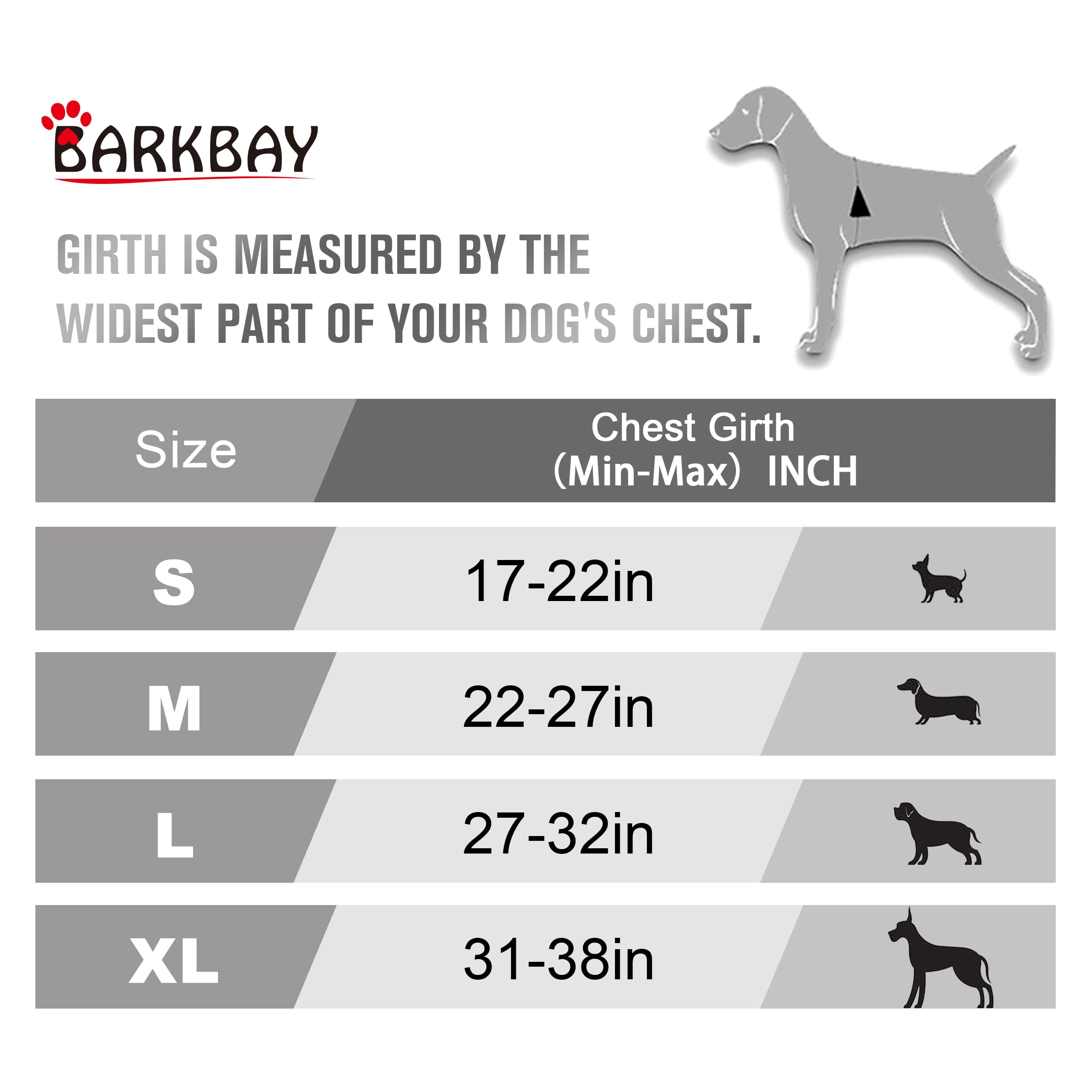 BARKBAY No Pull Dog Harness - Heavy Duty, Reflective, Large Size (Chest: 27-32"), Black, Model 43396-219783