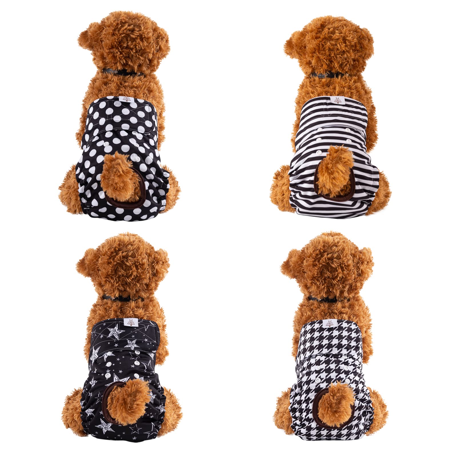 Cutebone Washable Female Dog Diapers 4 Pack Reusable Doggie Heat Diapers For Period Fmg01Xs