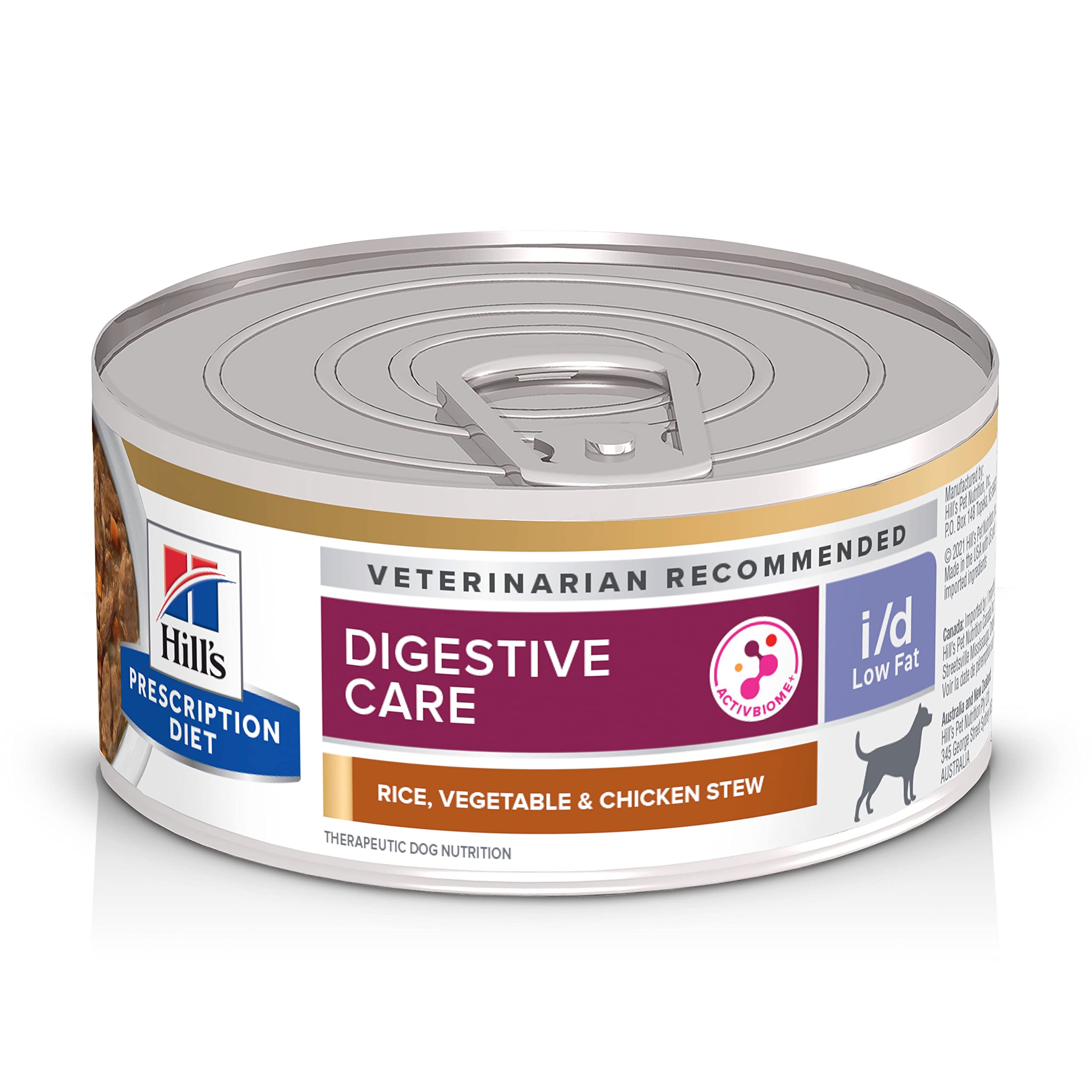Hills Prescription Diet i/d Low Fat Digestive Care Rice, Vegetable & Chicken Stew Wet Dog Food, Veterinary Diet, 5.5 oz. Cans, 