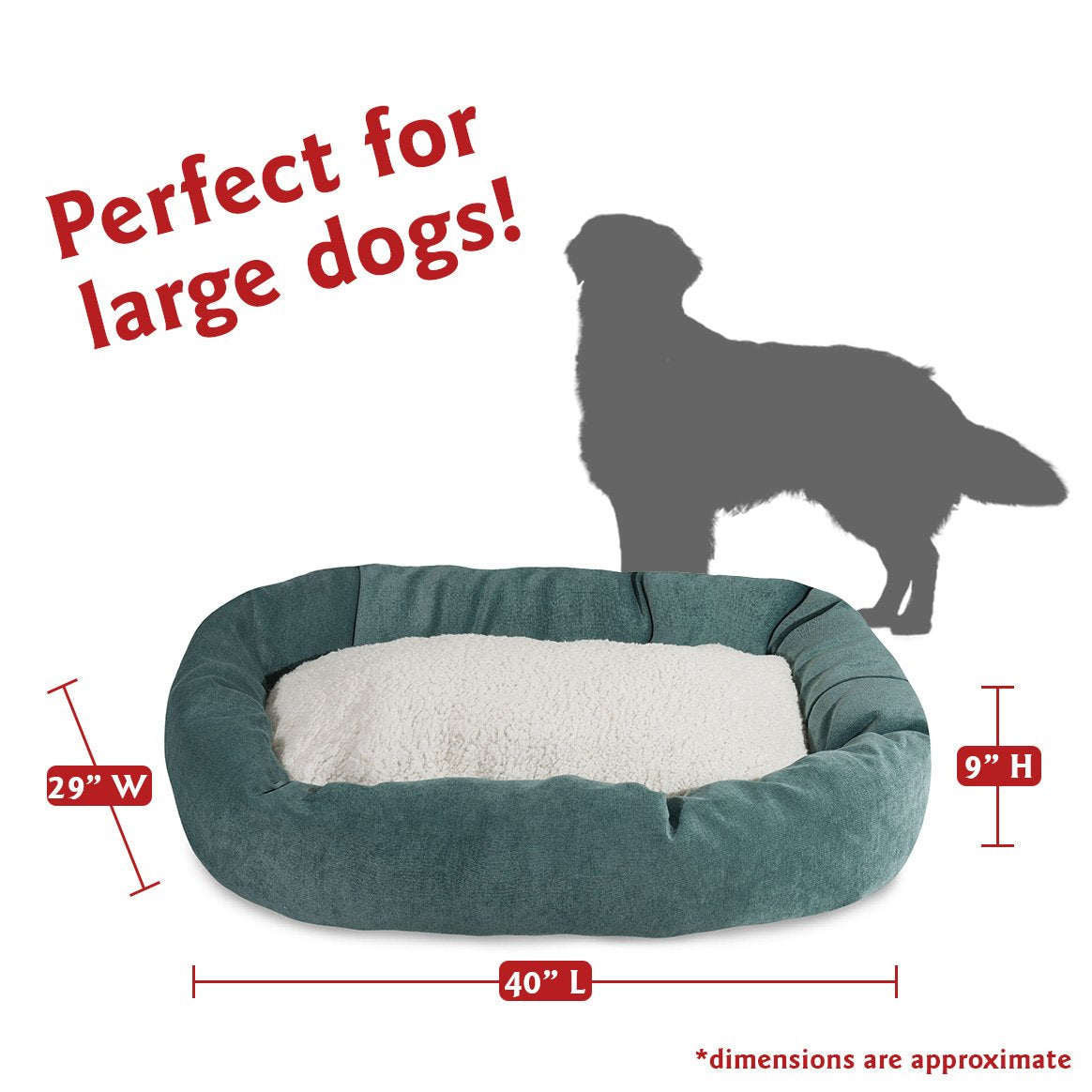 40 inch Azure Villa Collection Sherpa Bagel Dog Bed
