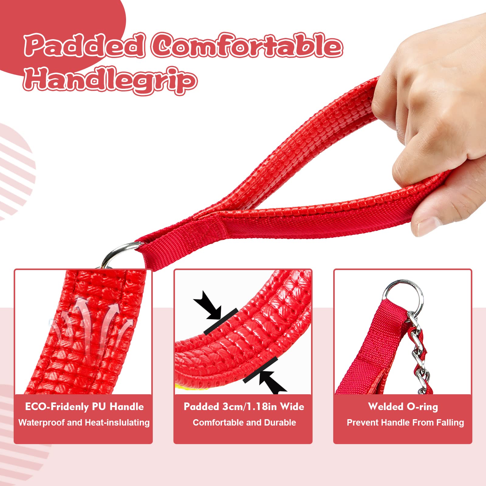 Chain Dog Leash Chew Proof, Metal Chain and Nylon Rope Pet Dog Leash with Padded Handle, Heavy Duty Leashes for Medium Large Dog