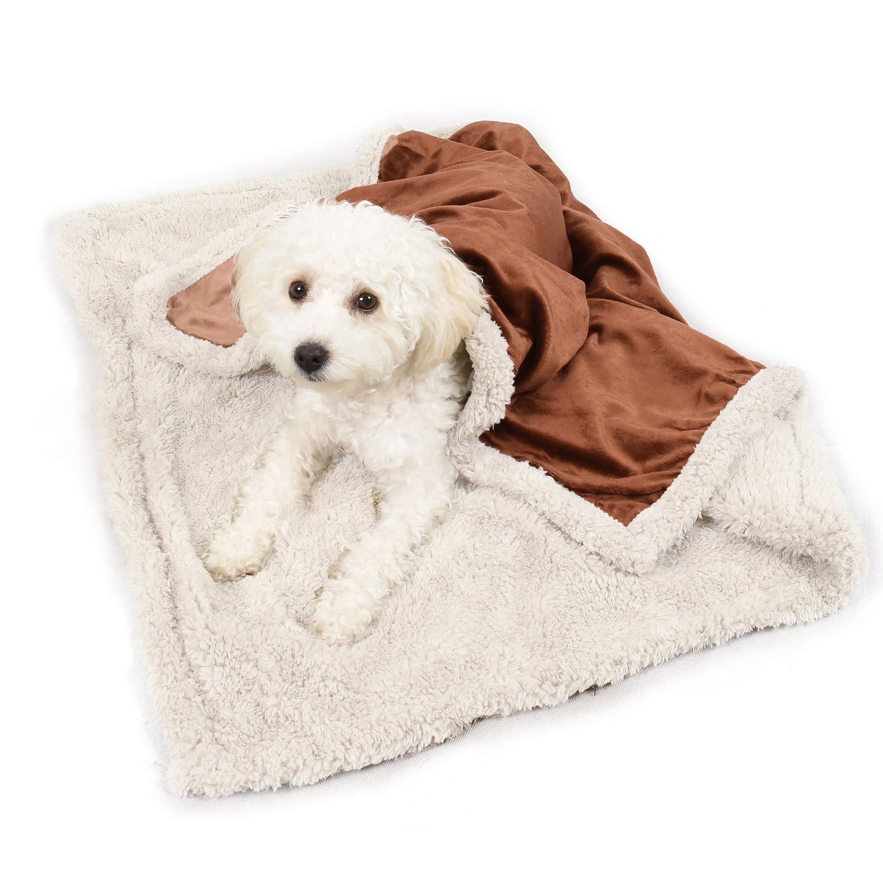 Puppy Blanket, Super Soft Sherpa Dog Blankets And Throws Cat Fleece Sleeping Mat For Pet Small Animals 45X30 Brown