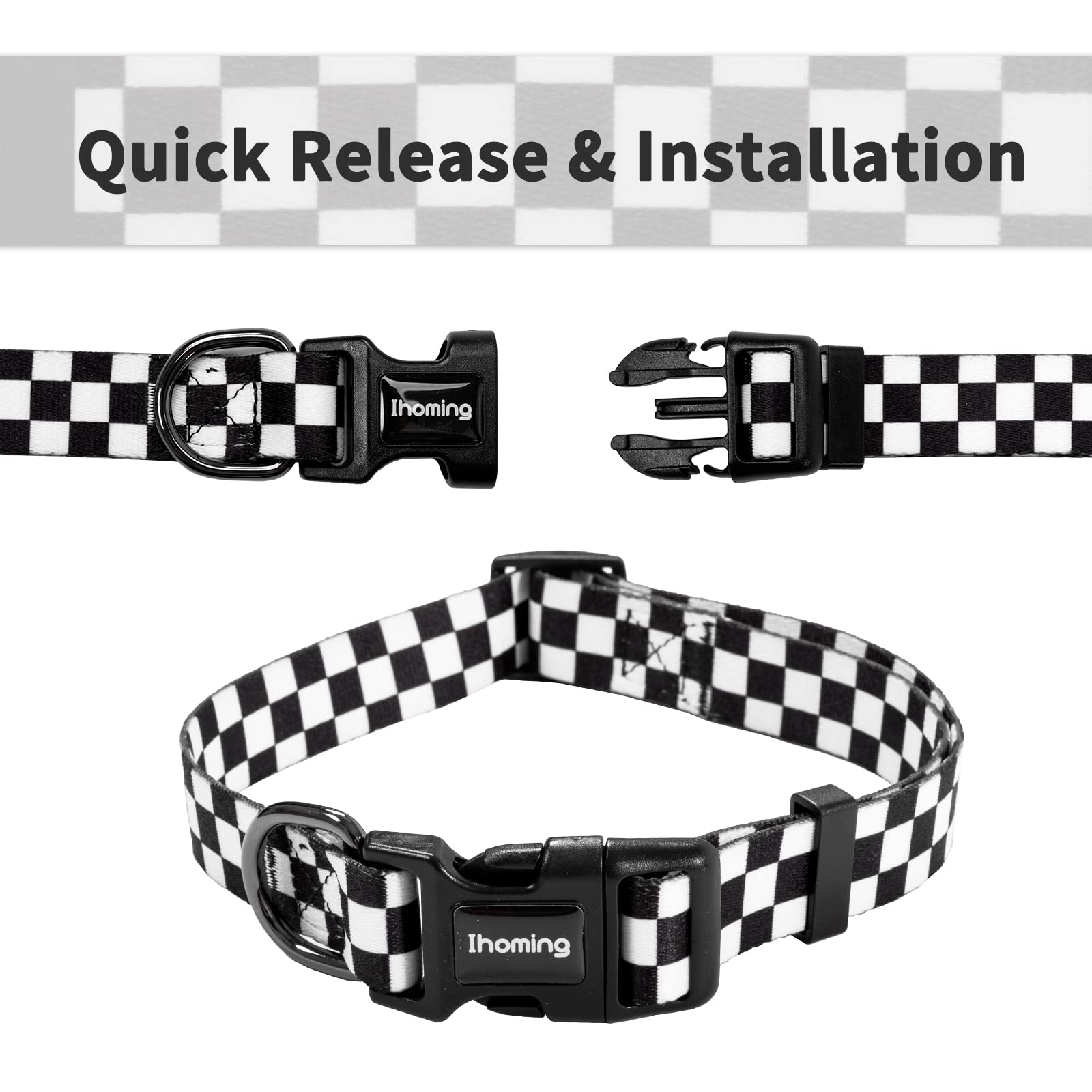 Ihoming Dog Collar And Leash Set For Daily Outdoor Walking Running Training, Chess Board Design For Large Boys Girls Dogs Cats P
