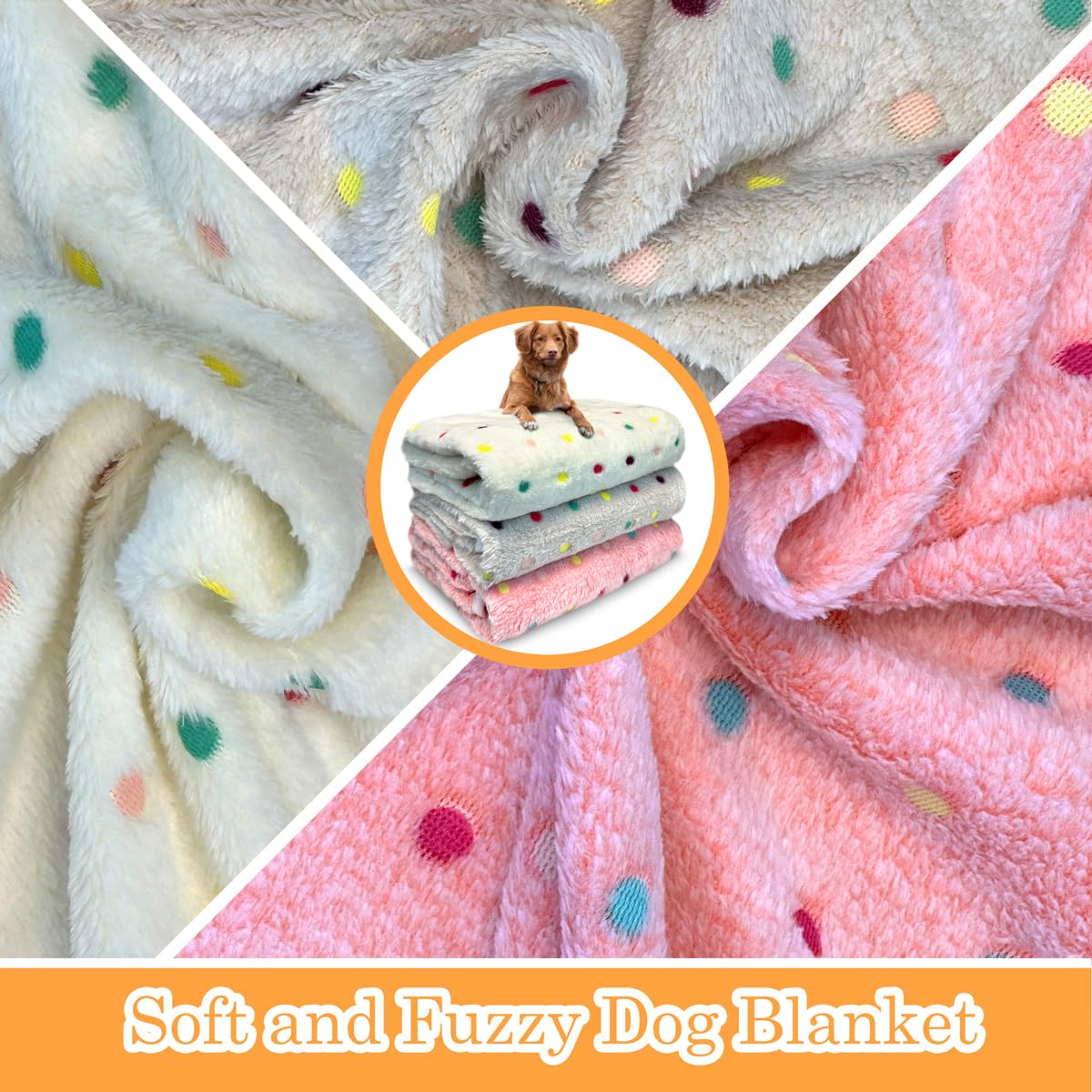 Dog Blankets For Medium Large Dogs, 3 Pack Washable Pet Throw 41 X 31, Fuzzy Soft Puppy Cover For Kennel Crate Bed