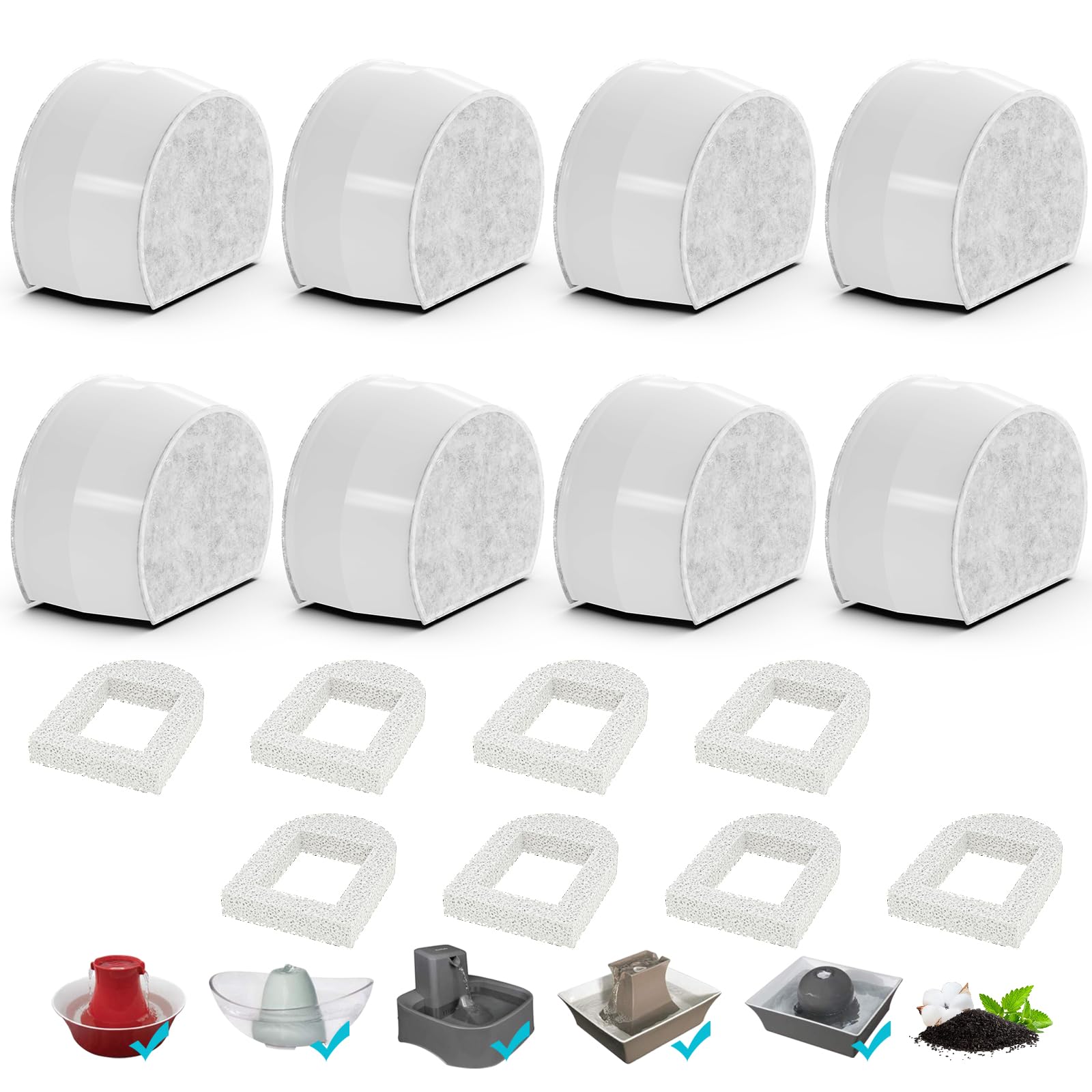 Cat Water Fountain Filter, Pet Fountain Filter Replacement Compatible With Petsafe Drinkwell Avalon Pagoda Seascape Seaside Pet 