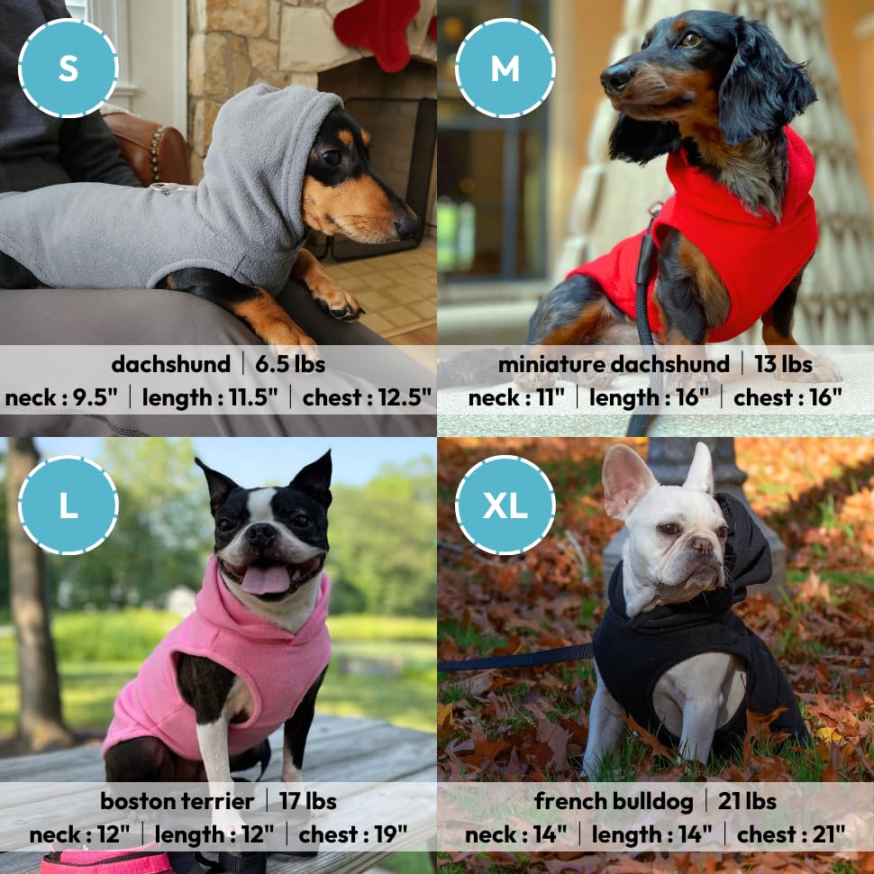 Gooby Fleece Vest Hoodie Dog Sweater - Gray, Small - Warm Pullover Dog Hoodie With O-Ring Leash - Winter Hooded Small Dog Sweater - Dog Clothes For Small Dogs Boy Or Girl, And Medium Dogs