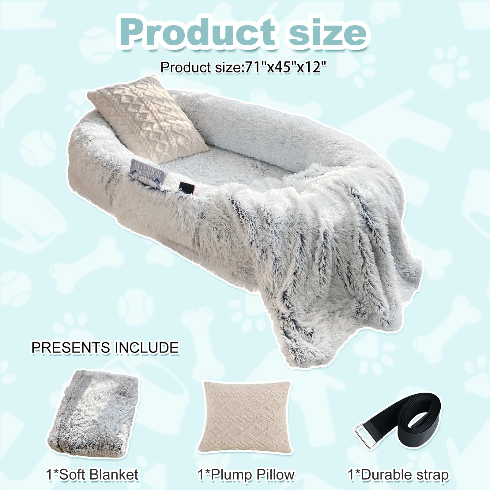 Yaem Human Dog Bed Fits You And Pets For People Doze Off, Washable Faux Fur Napping Orthopedic Dog Bed, Present Plump Pillow, Bl