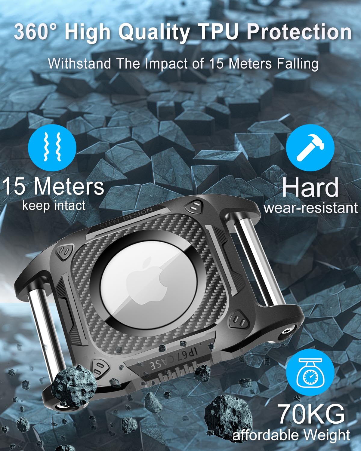 Ip68 Waterproof Airtag Dog Collar Holder, 2 Pack Hard Tpu Protection Airtag Holder With Removable Handle Compatible Apple Airtag