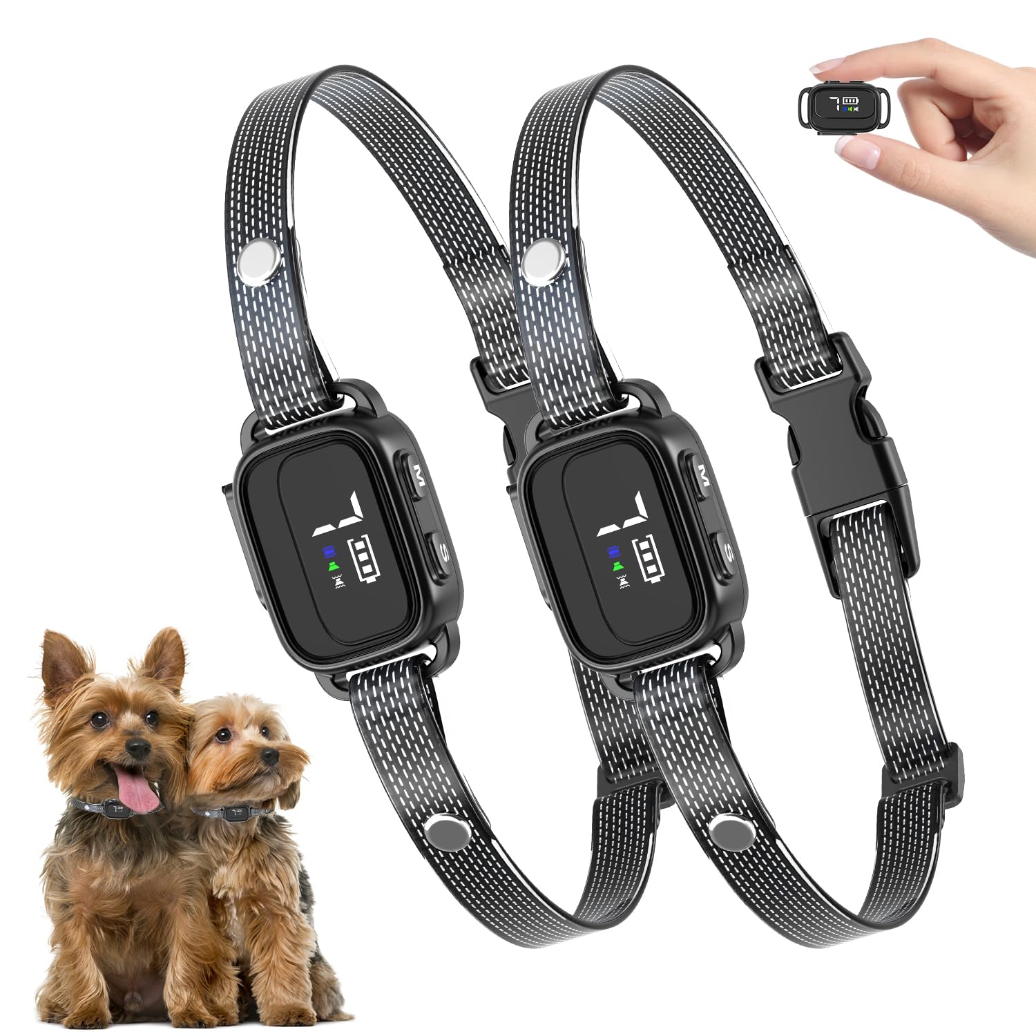 Ricivi Dog Bark Collar For Small Dogs 2 Pack, No Shock Anti-Bark Collars With 7 Sensitivities, 3 Adjustable Modes Beep & Vibrati