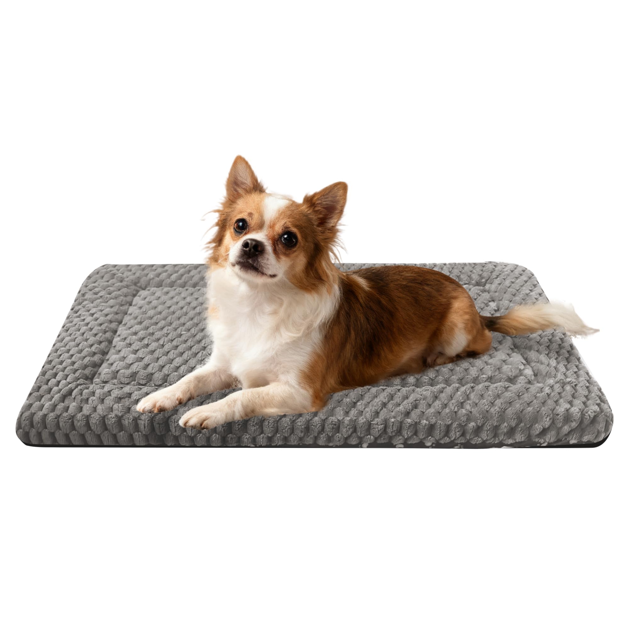 Dog Bed Crate Mat, Soft Durable Washable Anti-Slip Kennel Pad for Dogs & Cats, Reversible (Light Gray, M(30*20*1.5))