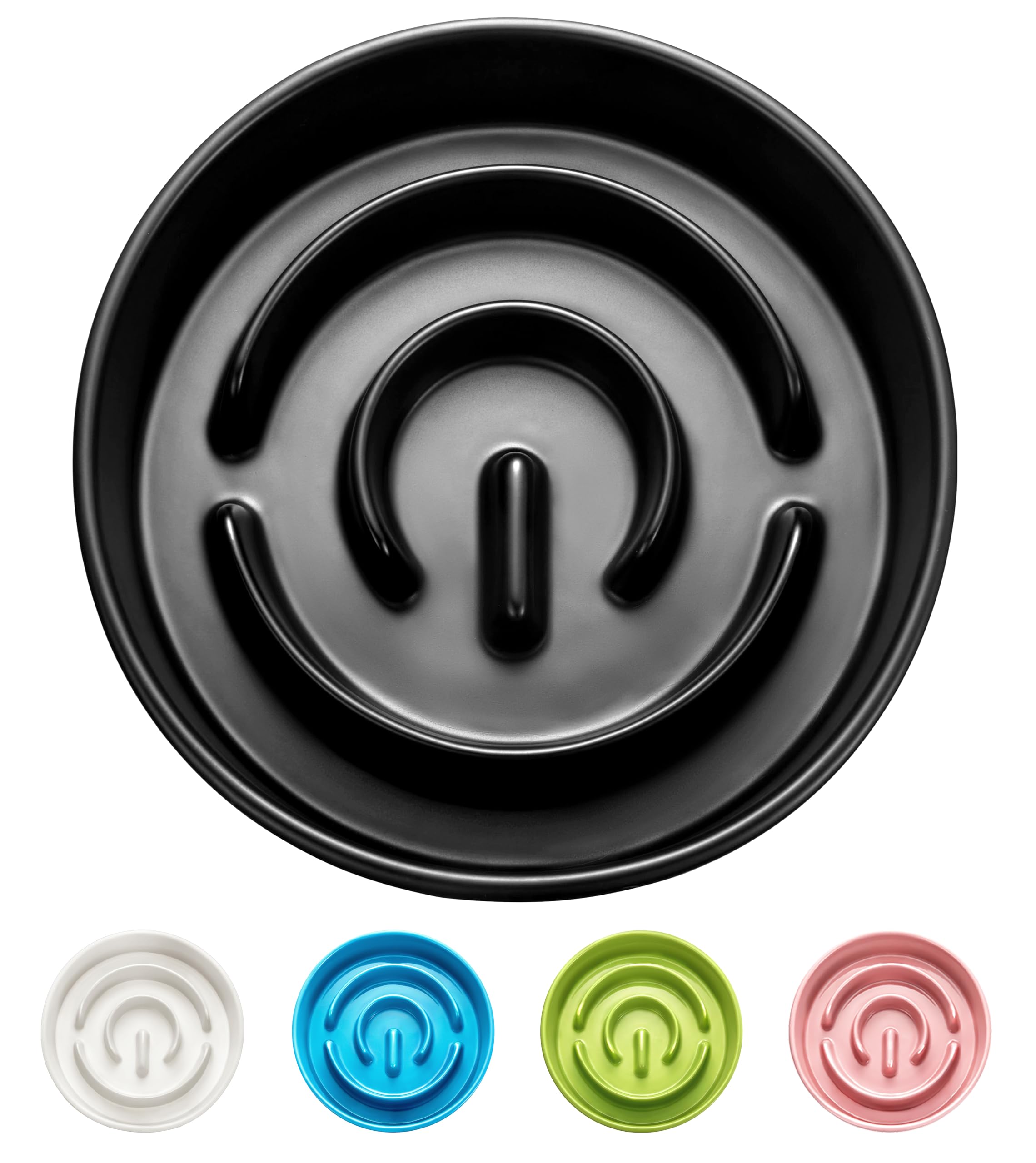 Mopang Ceramic Slow Feeder Dog Bowls, 0.6 Cup Slow Feeder For Small Dogs And Cats, Puzzle Maze Bowl, Prevents Choking, 6In, Blac