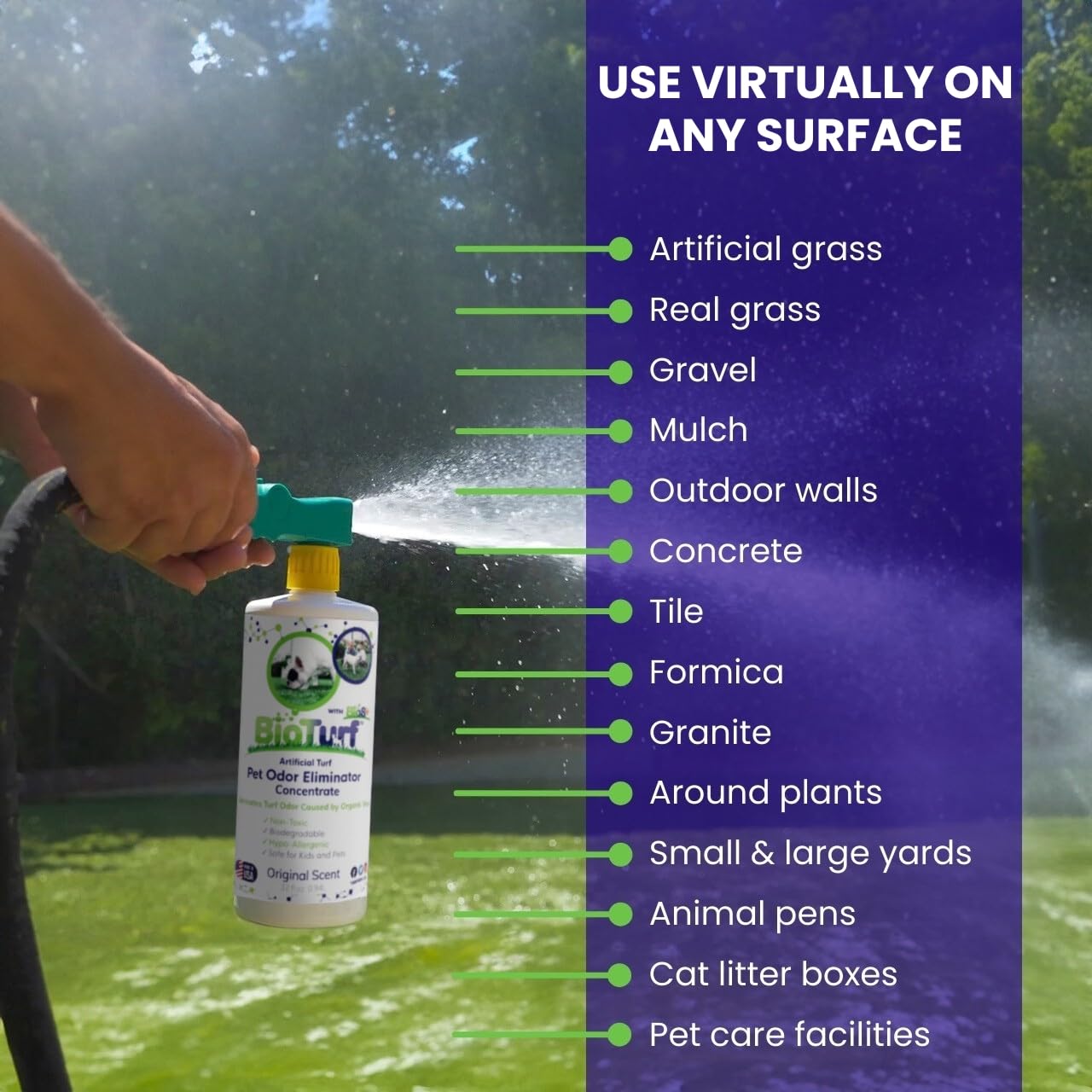 BioTurf BioS+ 1 Gallon Pet Odor Eliminator - Organic, Non-Toxic Enzyme Concentrate Safe for Kids, Pets & Plants