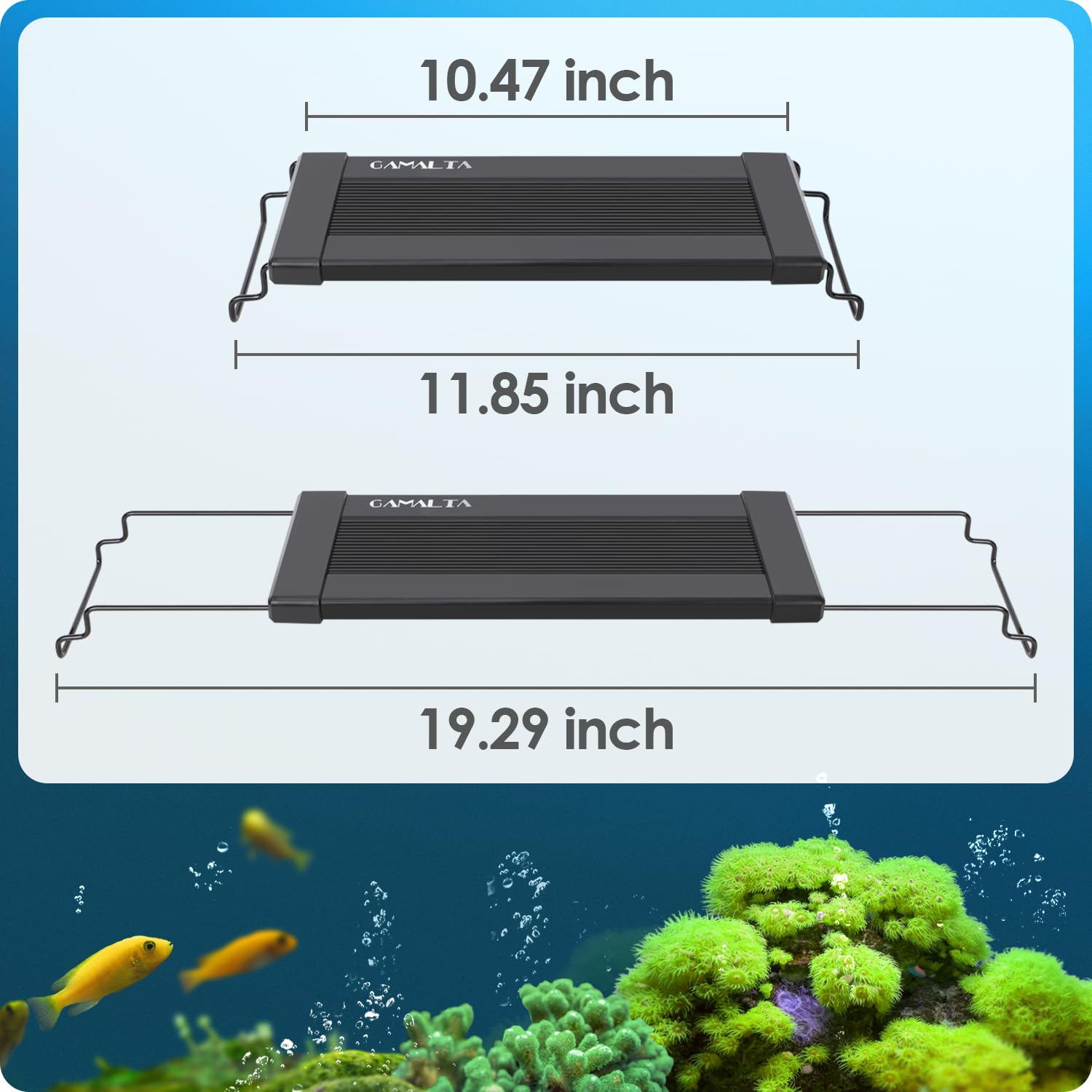 Gamalta Aquarium Light, 14W 24/7 Natural Mode - Sunrise/Daylight/Moonlight Mode And Custom Mode With Expandable Bracket, Adjustable Timer And 7 Color Brightness For 12~18In Fish Tank