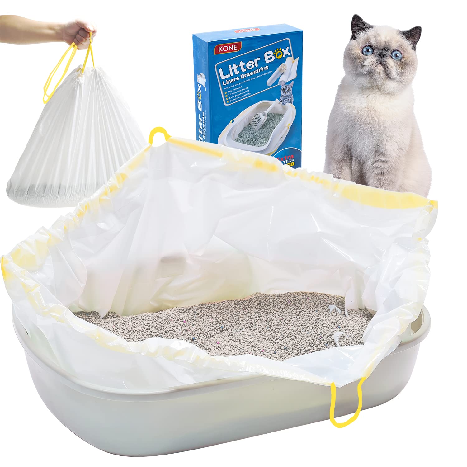Kone Cat Litter Box Liners Jumbo 45 X 18 Inch Heavy Duty Drawstring Bags 20 Count