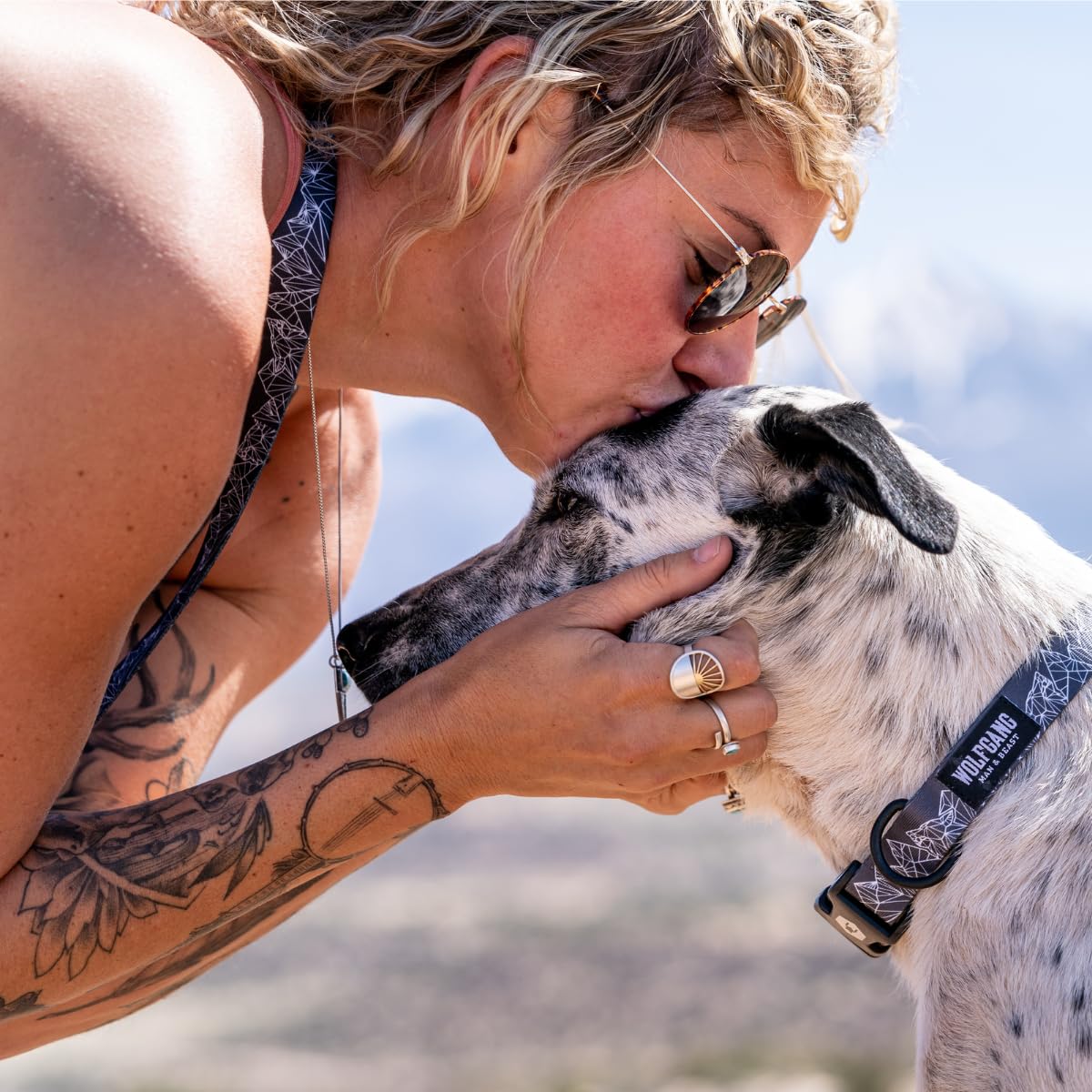 Wolfgang Heavy Duty, Adjustable Dog Collar With Quick Release Nylon Buckle For Walking & Training, Wolfmtn Print, Large