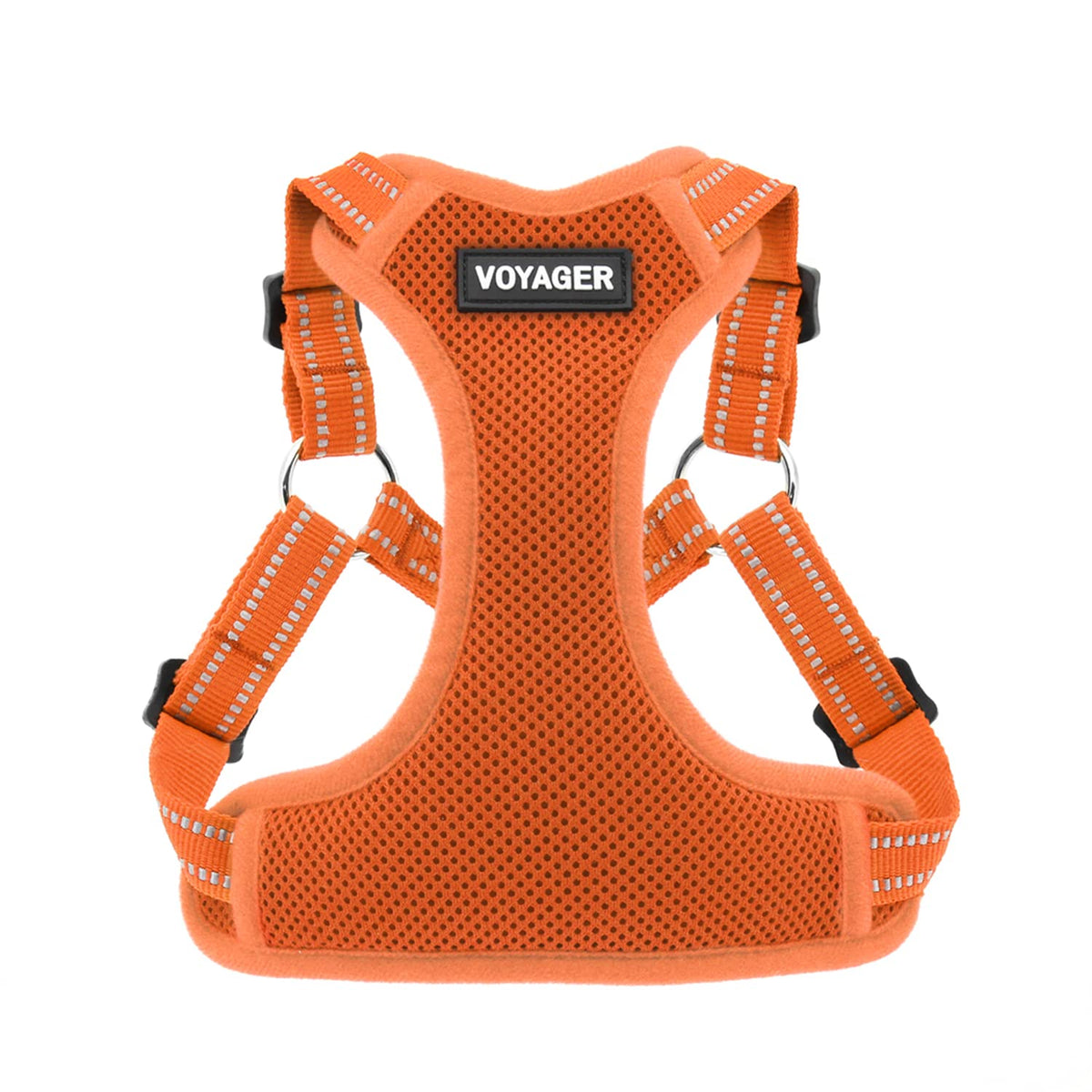 Best Pet Supplies Voyager Adjustable Dog Harness With Reflective Stripes For Walking, Jogging, Heavy-Duty Full Body No Pull Vest With Leash D-Ring, Breathable All-Weather - Harness (Orange), Xl