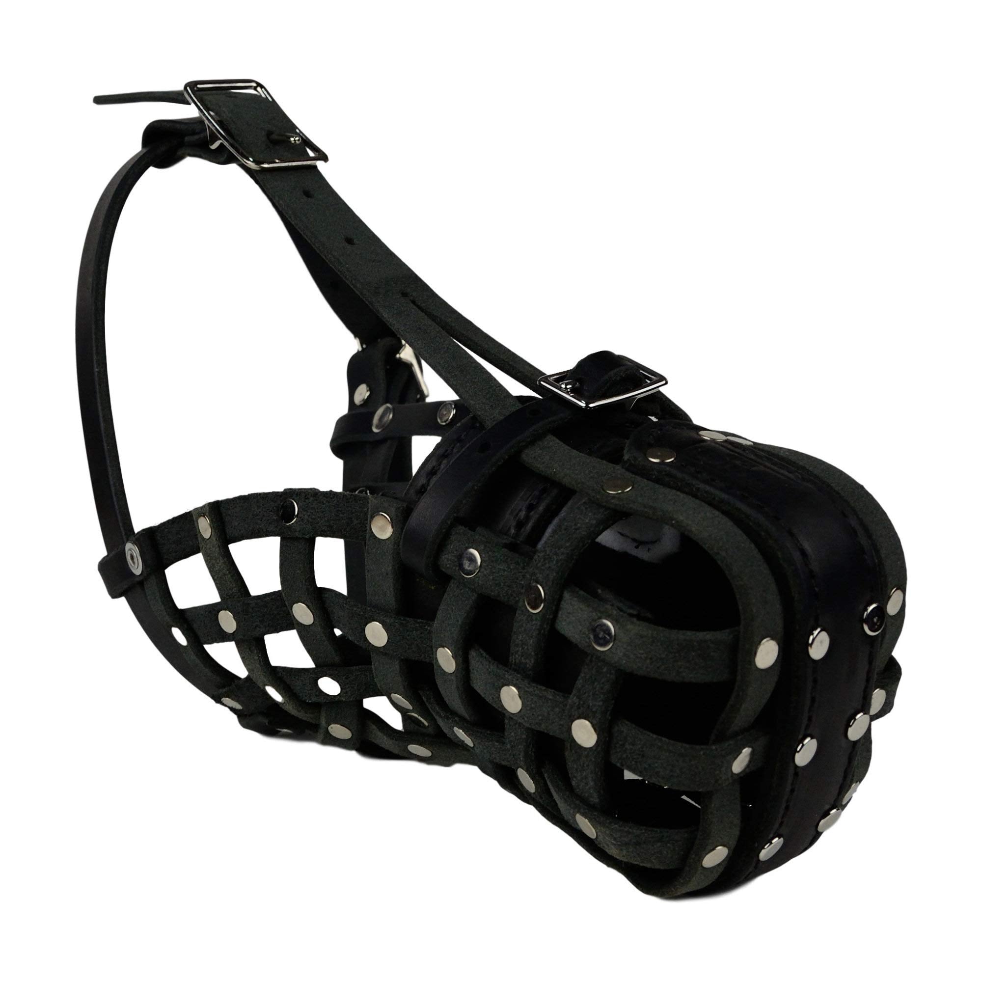 Redline K-9 European Leather Basket Dog Muzzle (Medium)