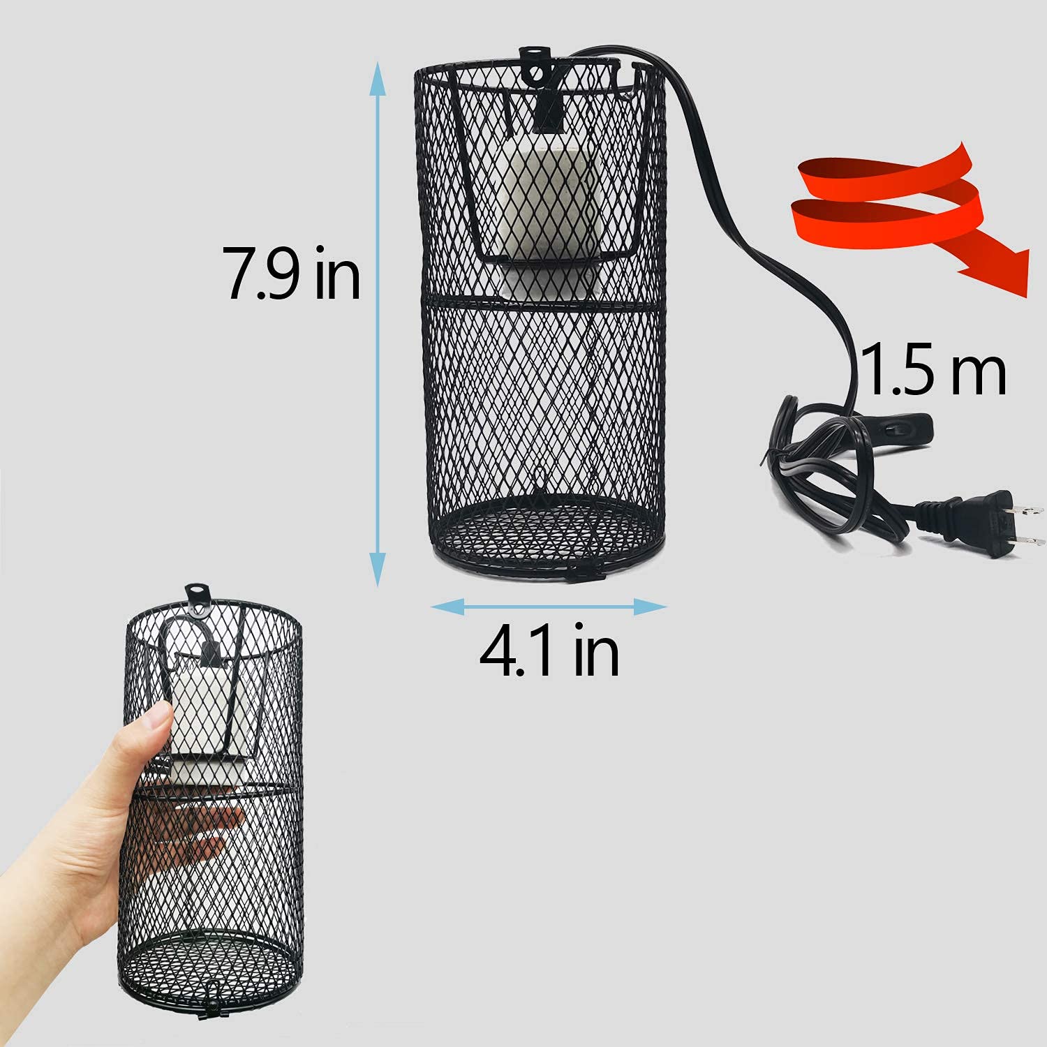 Reptile Heat Lamp Guard Ceramic Heat Emitter Basking Heater Lamp Reptile Accessories For Turtle Snakes Lizards Frogs Chicks With