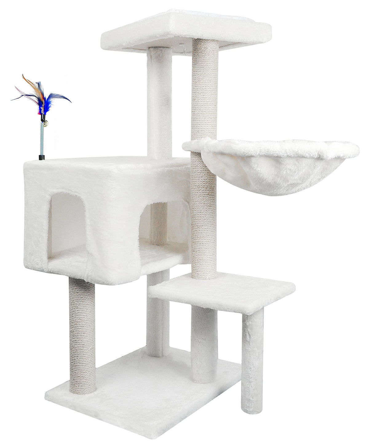 Aiwikide Cat Tree Has Scratching Toy With A Ball Activity Centre Cat Tower Furniture Jute-Covered Scratching Posts,Beige