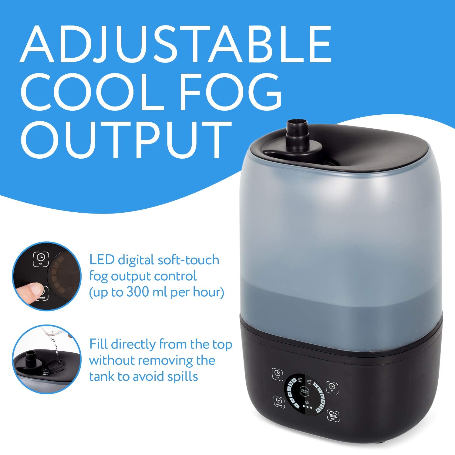 Evergreen Pet Supplies Reptile Humidifier/Fogger - 4L Tank with Digital Timer - Ideal for All Terrariums and Enclosures