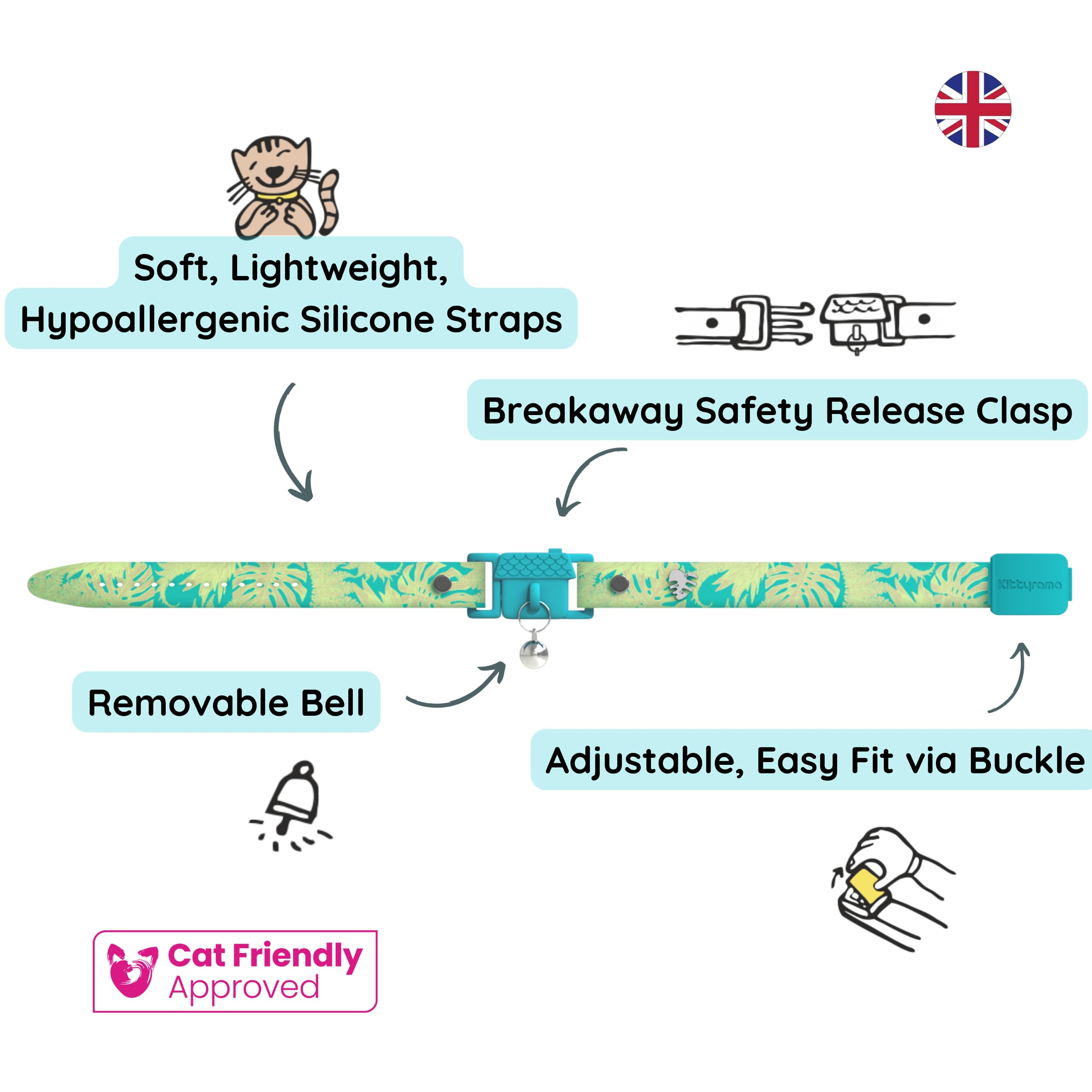 Kittyrama Botanicals Jungle Cat Collar. Award Winning. Hypoallergenic, Quick Release Breakaway, Comfy & Soft. Vet Approved. Othe