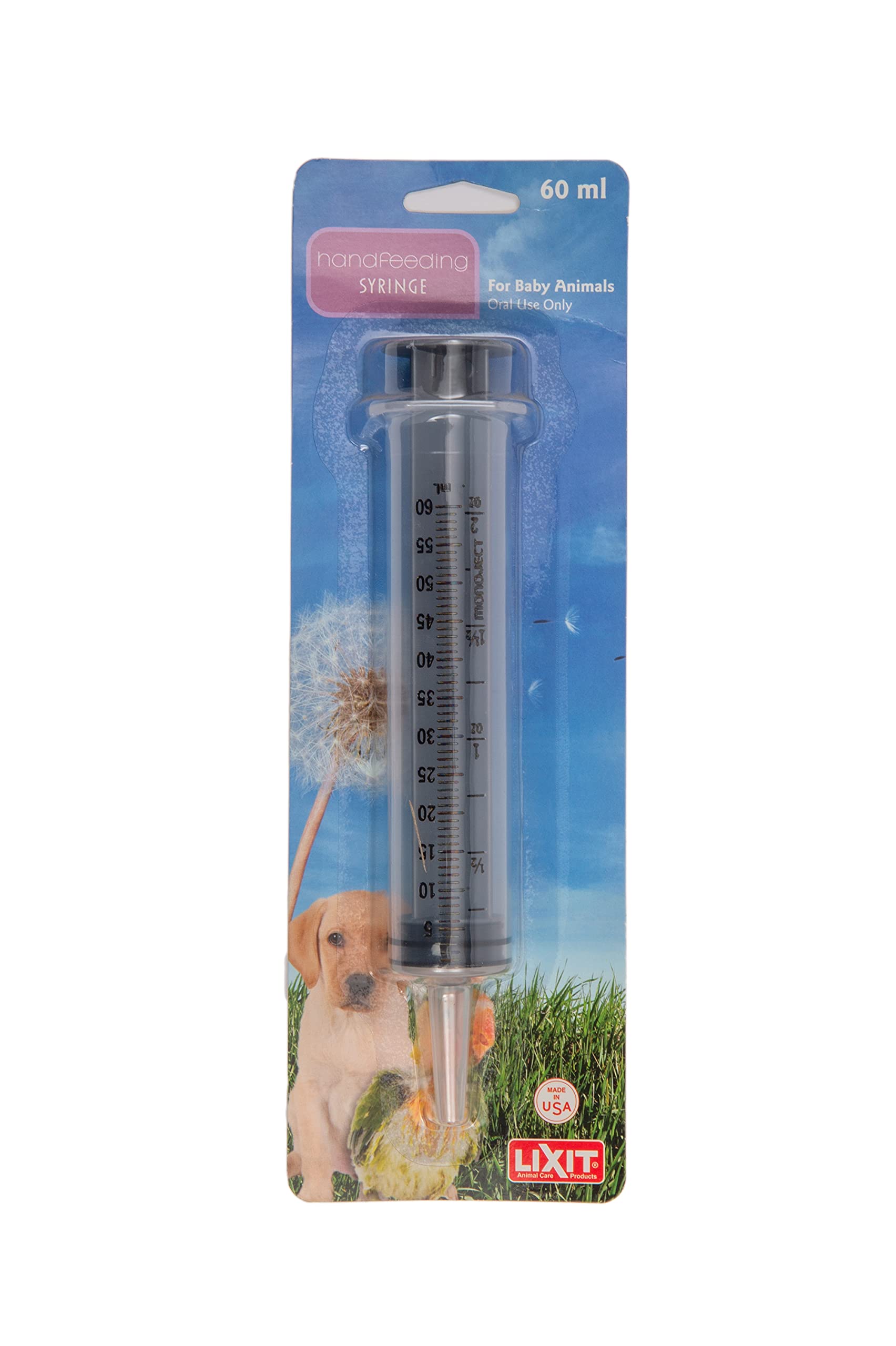 Lixit Hand Feeding Syringes for Puppies, Kittens, Rabbits and Other Baby Animals (60ML Pack of 2)