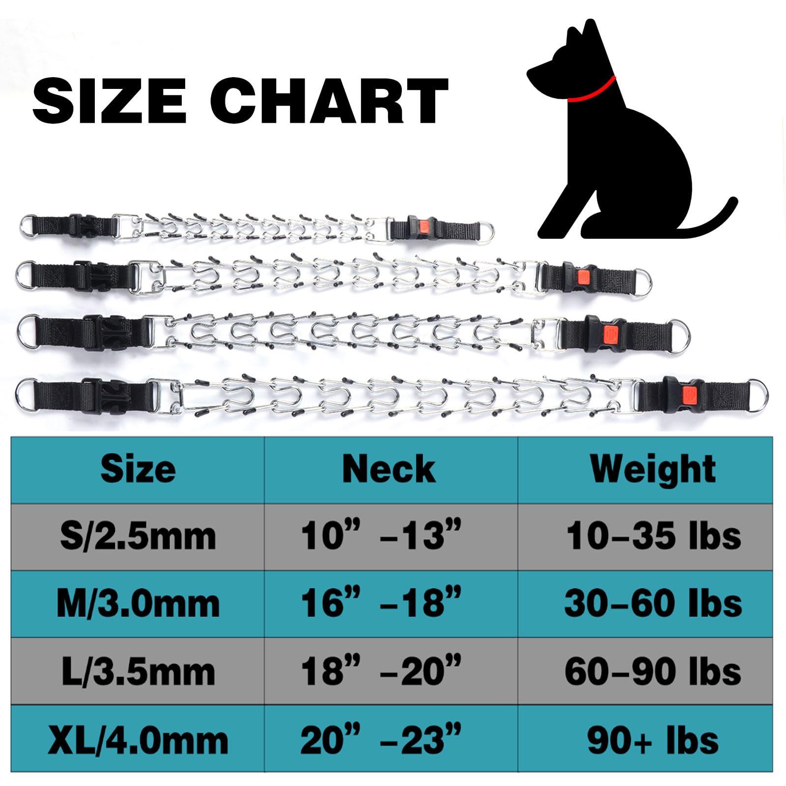 Dog Prong Collar, Walking Training Collar For Small Medium Large Dogs With Quick Release Buckle, Adjustable Pinch Collar With Ru