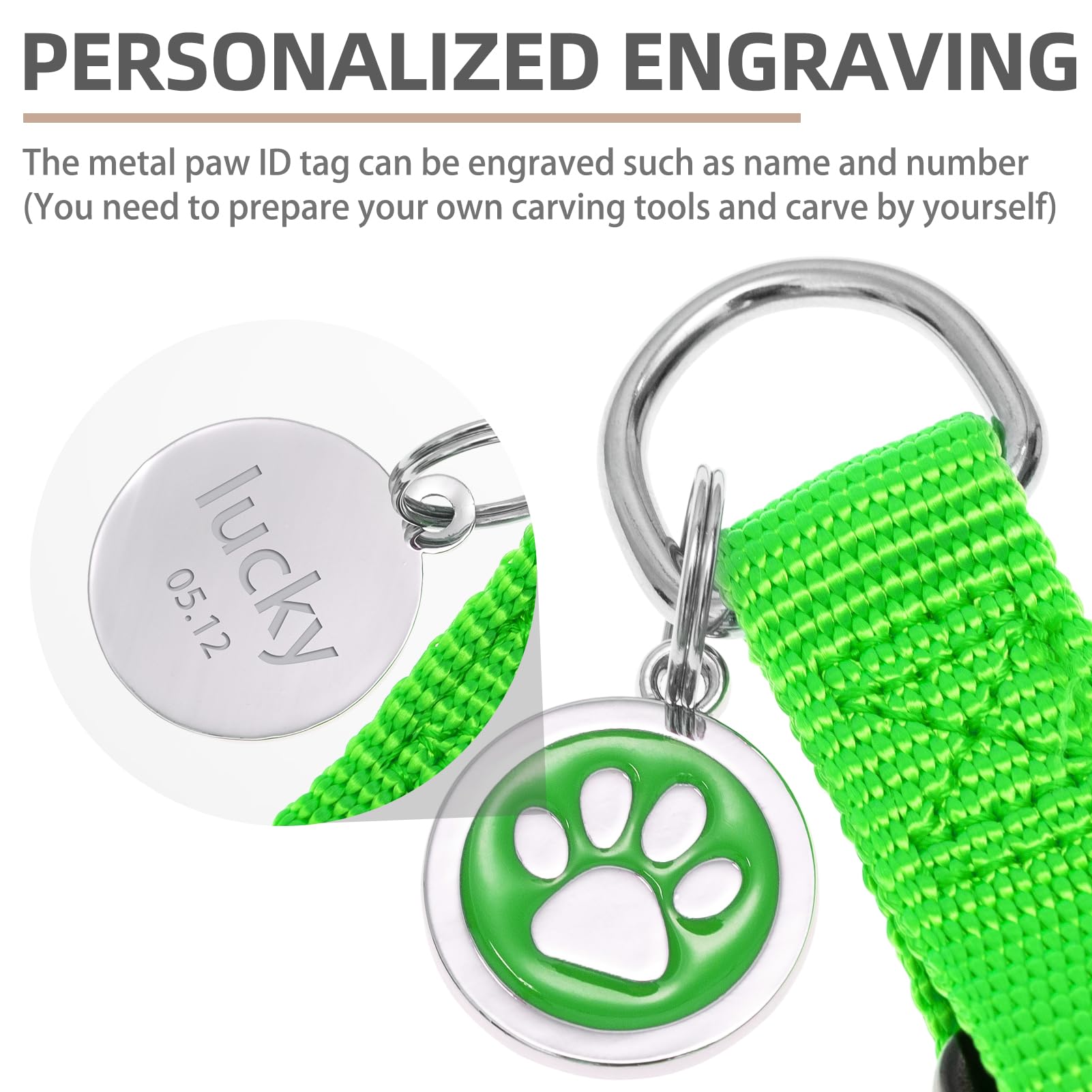 Pupteck No Pull Dog Harness Soft Adjustable Basic Nylon Step In Puppy Vest Outdoor Walking With Id Tag, Green, L
