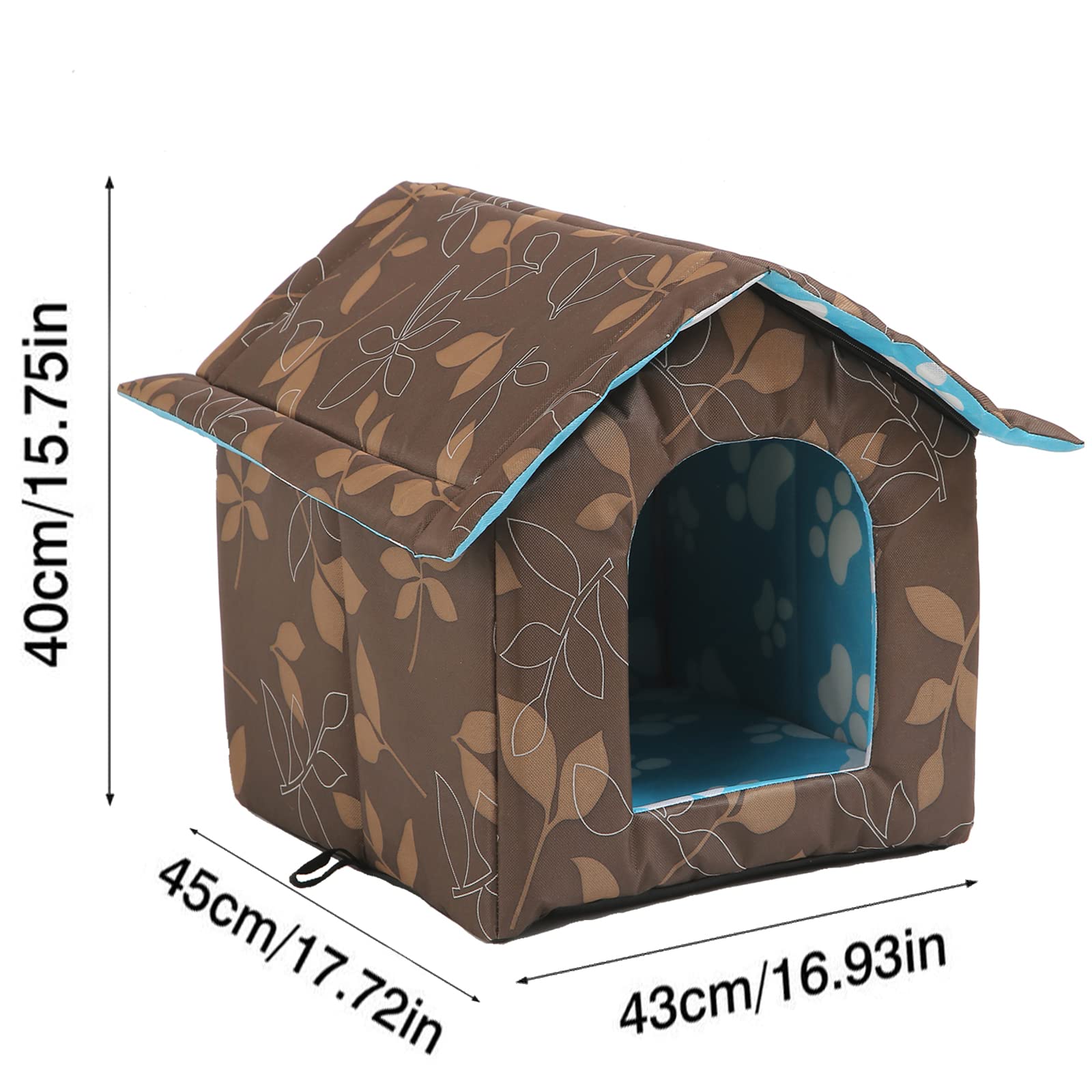 Outdoor Cat House, Feral Cat House With Transparent Curtain, Stray Cats Shelter(Shabby Chic, Large-Houses)