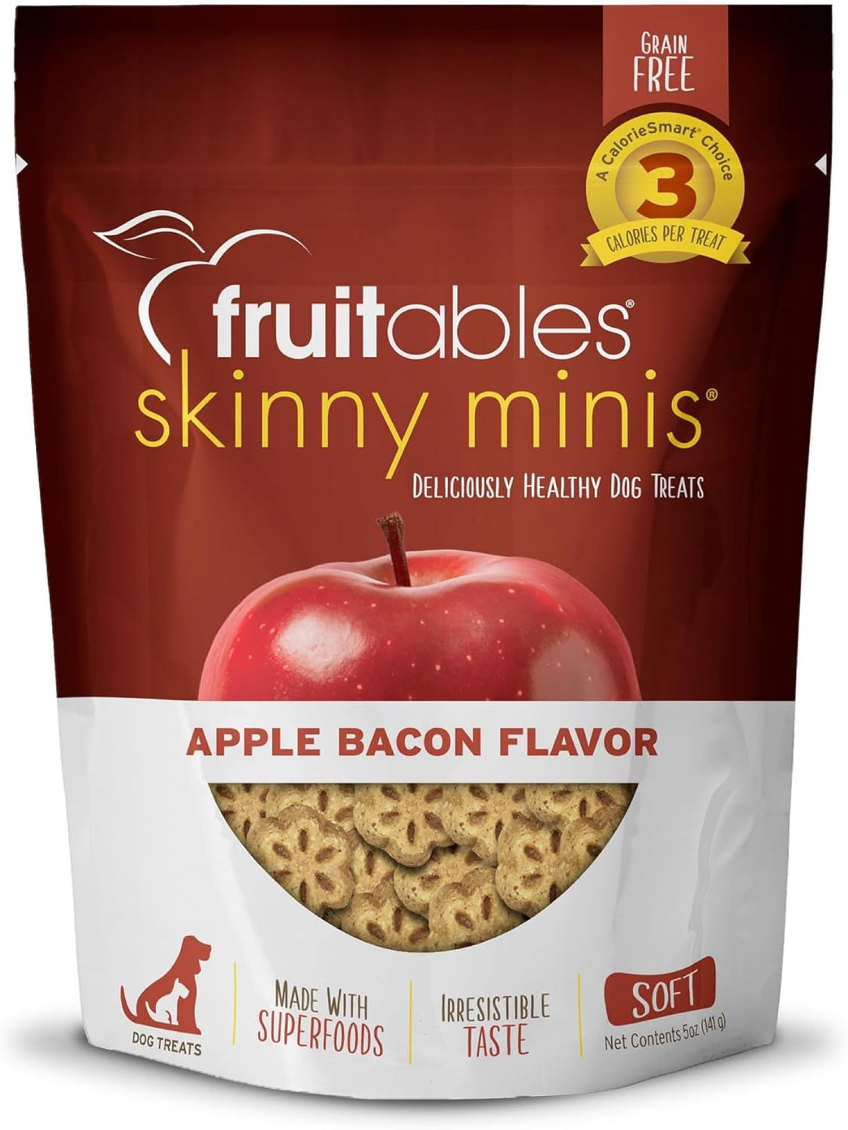 Fruitables Skinny Mini Dog Treats | Healthy Treats For Dogs | Low Calorie Training Treats | Free Of Wheat, Corn And Soy | Apple Bacon | 5 Ounces