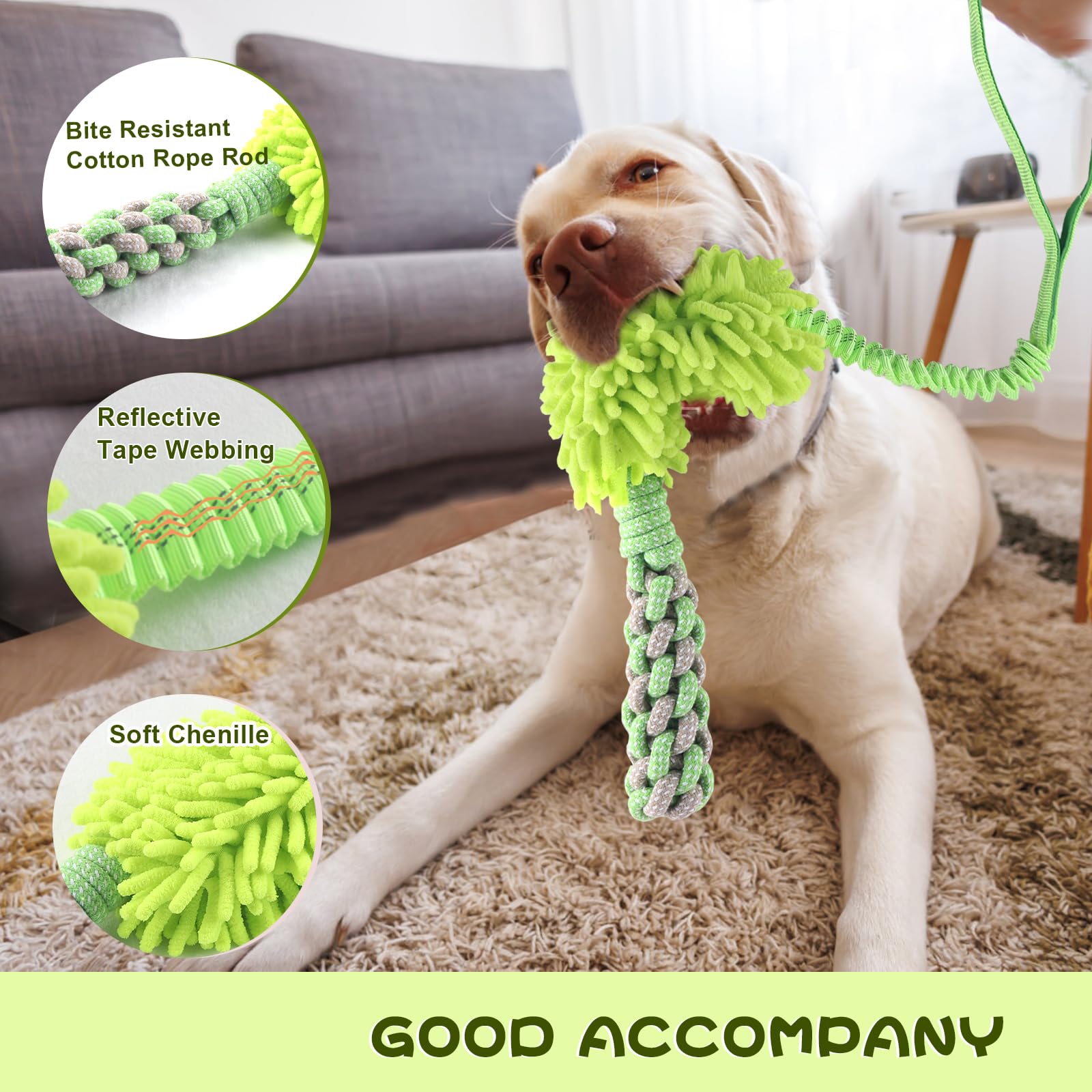wodoca Dog Rope Toy Tug of War Dog Toy for Aggressive Chewers, Interactive Puppy Chew Toys Rope with Strong Squeak, Knots Cotton