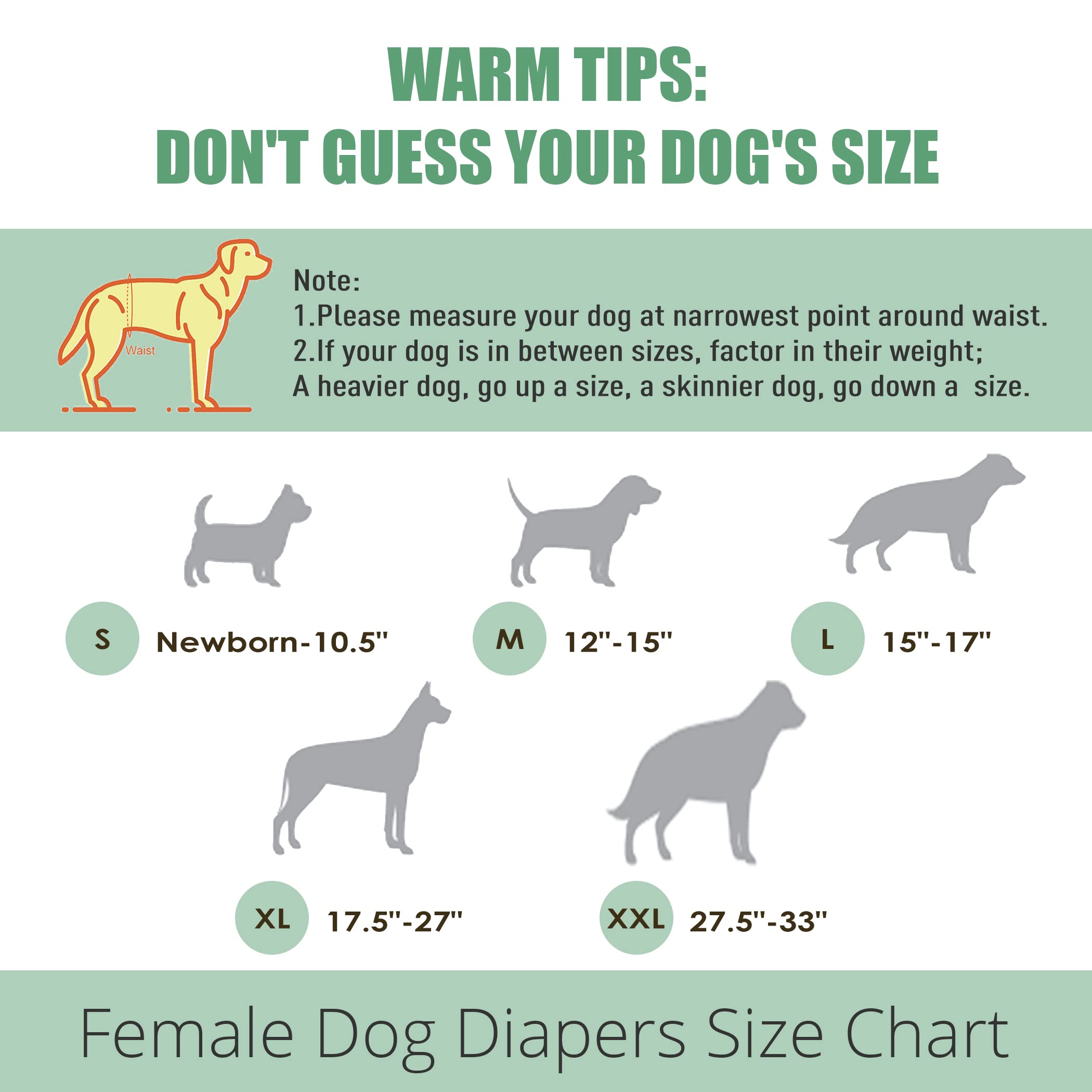 wegreeco Washable Female Dog Diapers (3 Pack), Highly Absorbent Dog Diapers for Female Dogs, Female Dog Diapers for Dogs in Heat