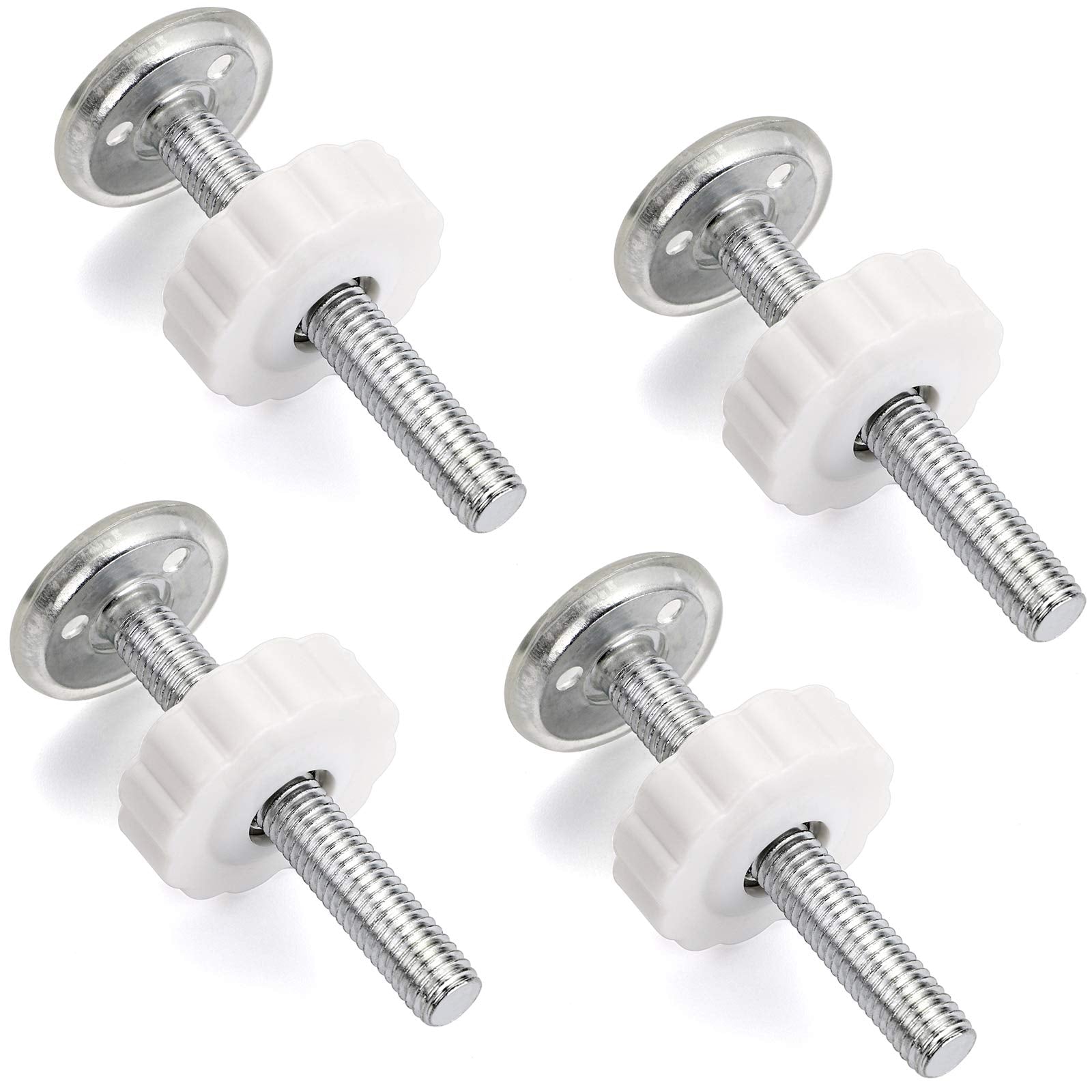 Ownmy M10(10Mm/0.39') Gate Adapter 4Pcs Gate Threaded Spindle Rod Accessory Pressure Gate Replacement Parts Screw Mounted Bolts Kit For Pets Gates Stair Railing Gates, White