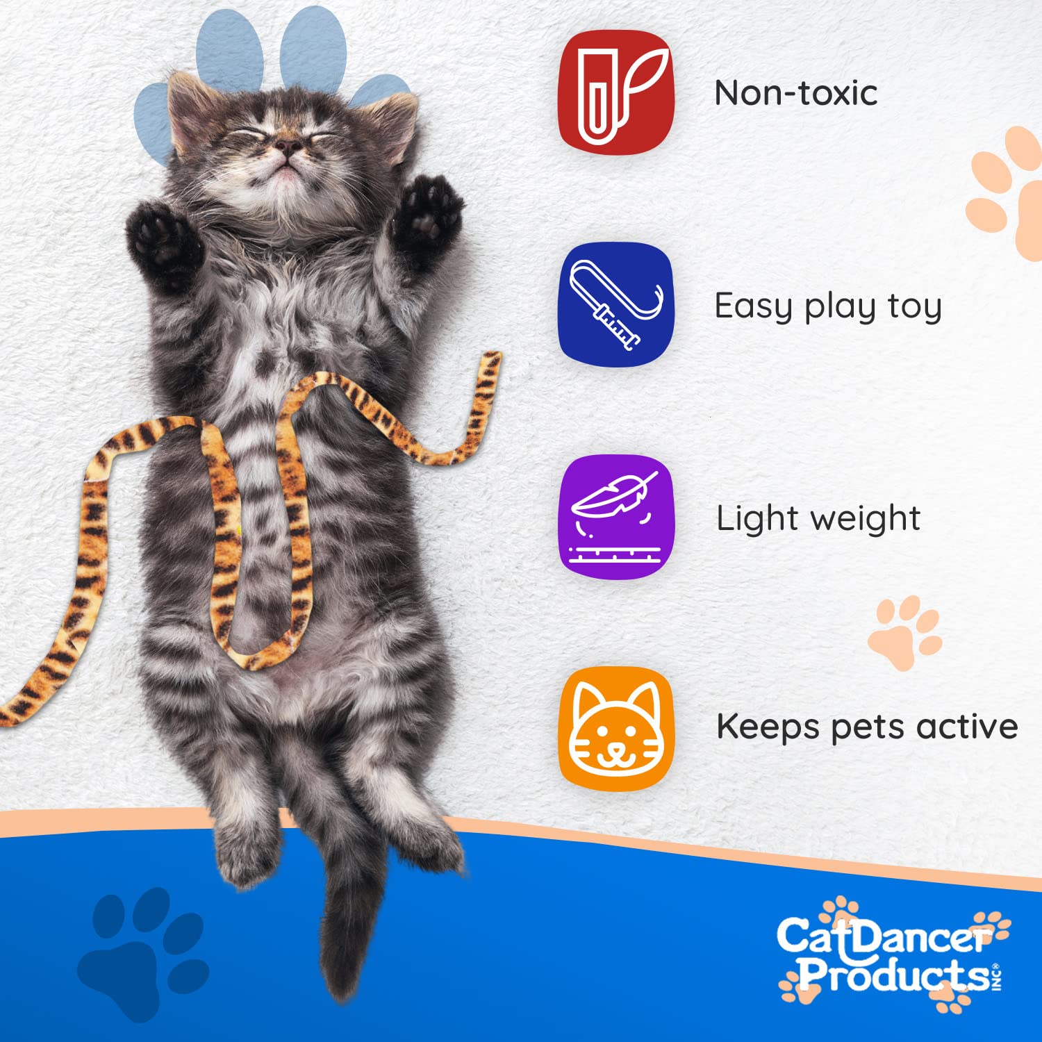 Cat Dancer Products Jungle Cat Charmer, Jungle Wand Toy For Kittens Training, Colorful Ribbon Cat Charmer, Interactive Catcher W