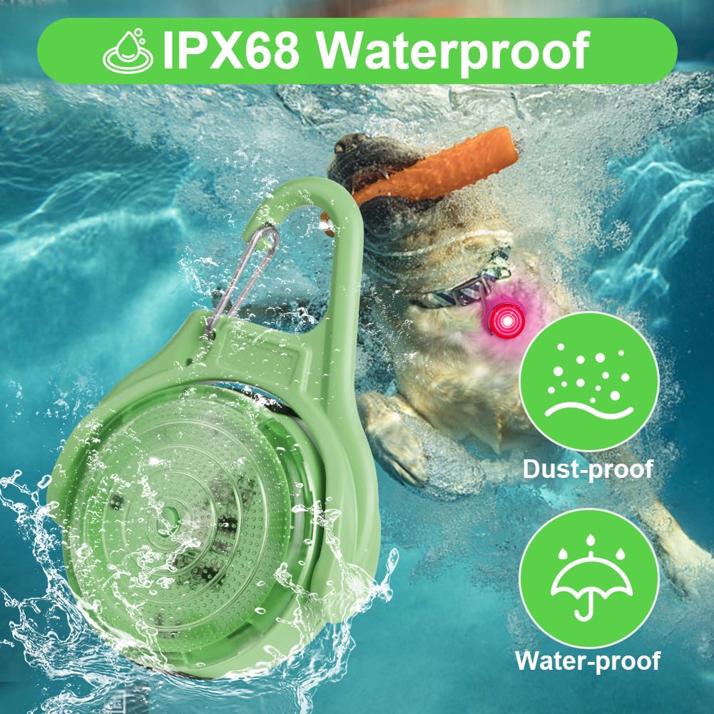 Auauy 2 Pack Led Dog Collar Light, 4 Modes Usb Rechargeable Light Up Dog Collar Light, Ip68 Waterproof Pet Collar Light, Led Saf