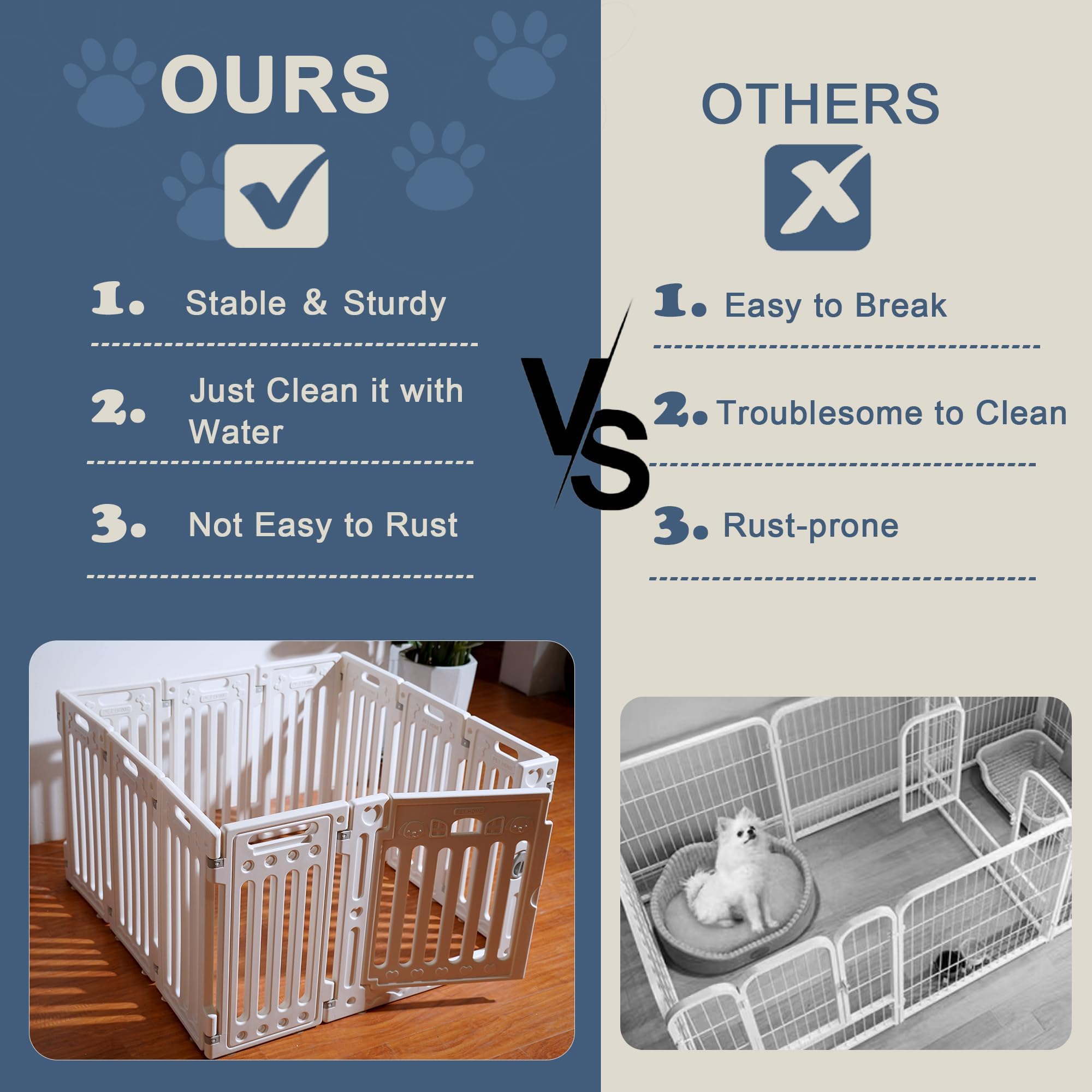 Dog Playpen With Door, Diy Shape Combination Puppy Pen,25.5'' H 10-Panel Dog Fence,Non-Slip & Secure Pet Gate, Easy To Assemble