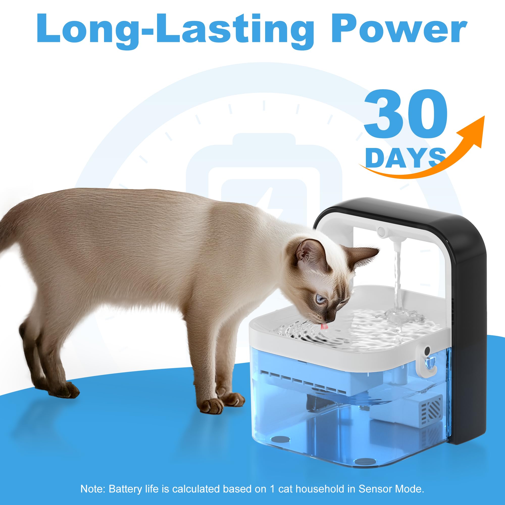 Cordless Cat Water Fountain, 70 Oz/2L Sink Automatic Kitten Fountain For Kittens, Battery Operated Cat Water Fountain With Motio