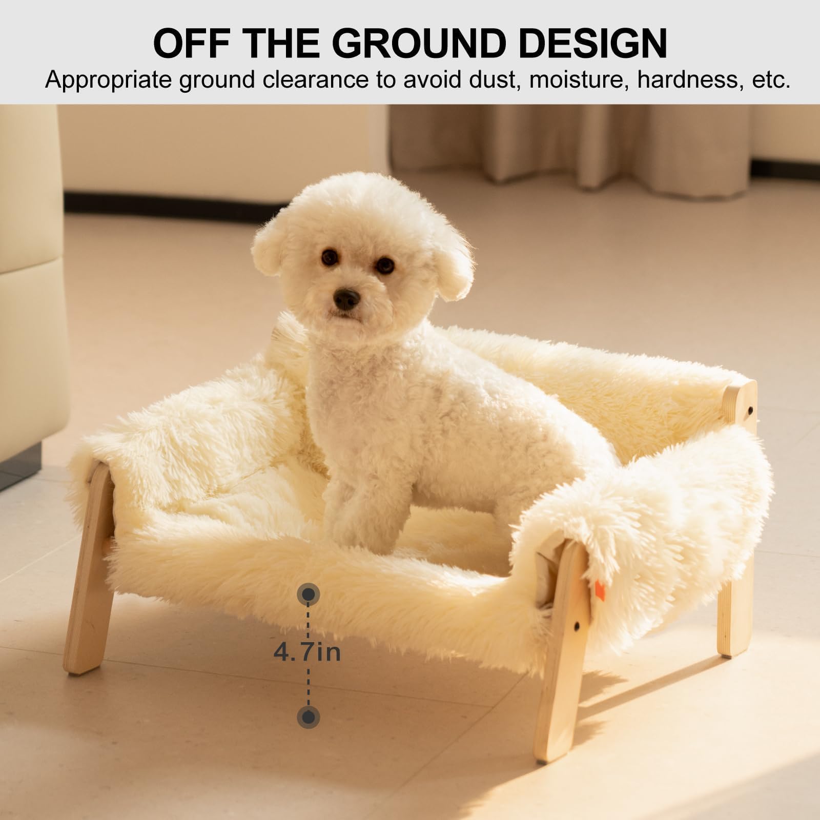 MEWOOFUN Cat Couch Bed, Pet Sofa for Indoor Cats Wooden Indoor Elevated Cat Beds with Removable Mattress Cover Suitable for Kitt