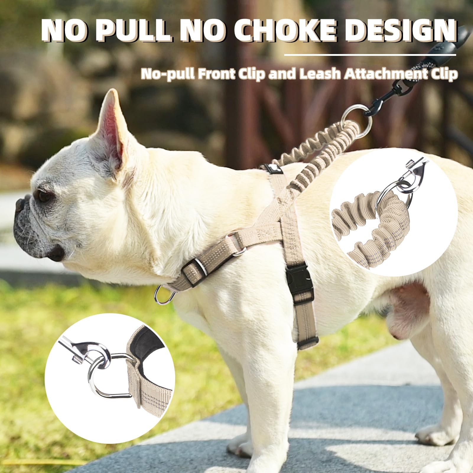 PUPTECK No Pull Dog Harness, Adjustable XS Reflective Vest, Escape Proof, Beige