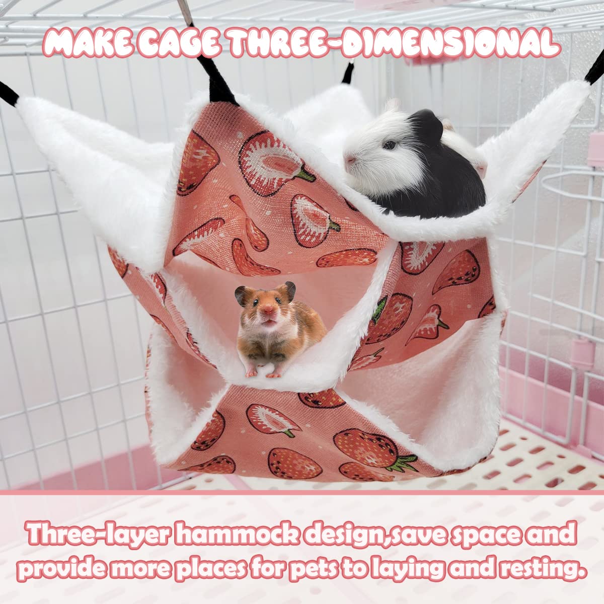 Lyart Guinea Pig Rat Ferret Hammock And Warm Bed Small Pet Hideout Tunnel Cave Hanging Bunkbed Hammock Cage Toy For Hamster Suga