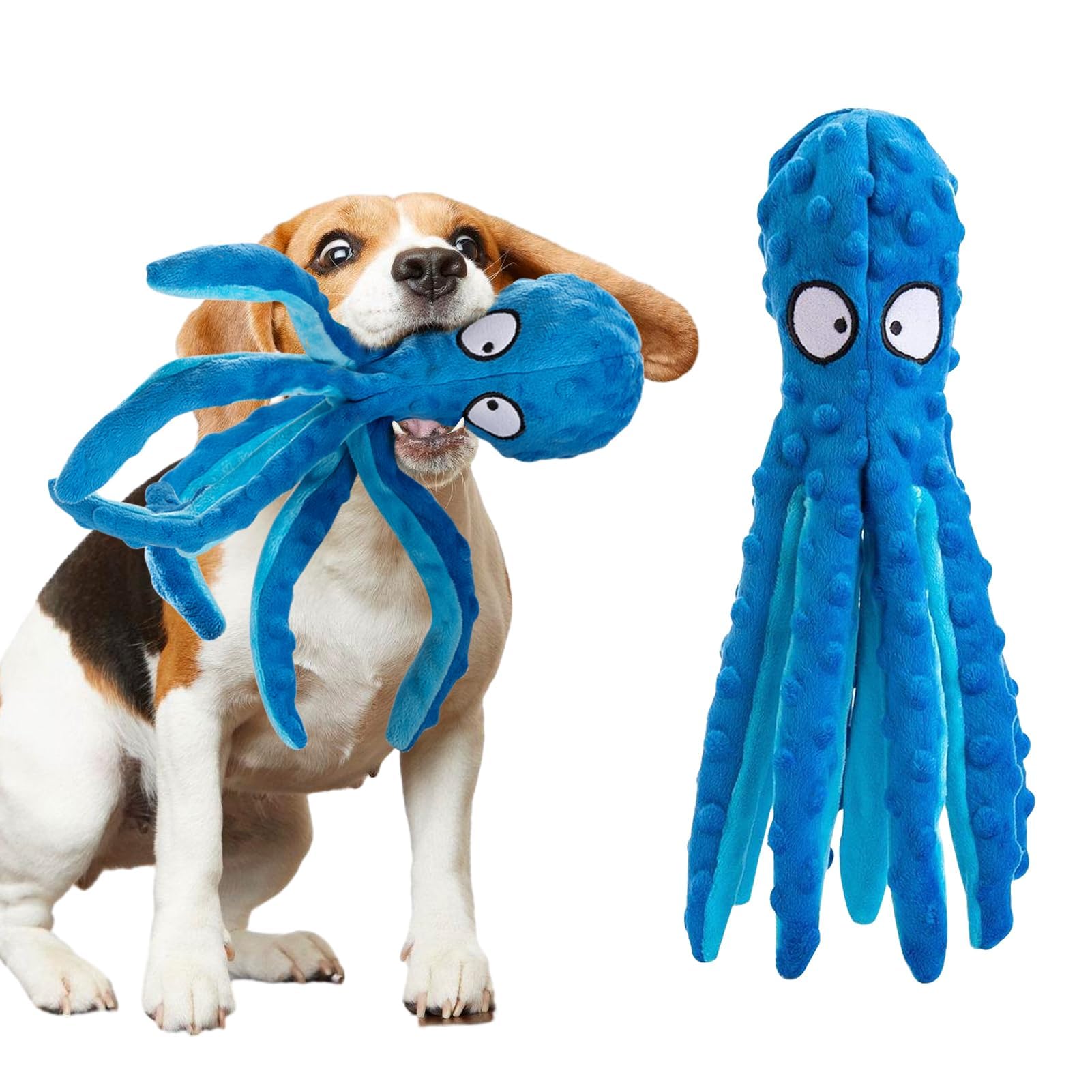Alphatool Squeaky Dog Toys - Soft Plush Chew Crinkle Puppy Toys to Keep Them Busy, Octopus No Stuffing Interactive Essentials fo
