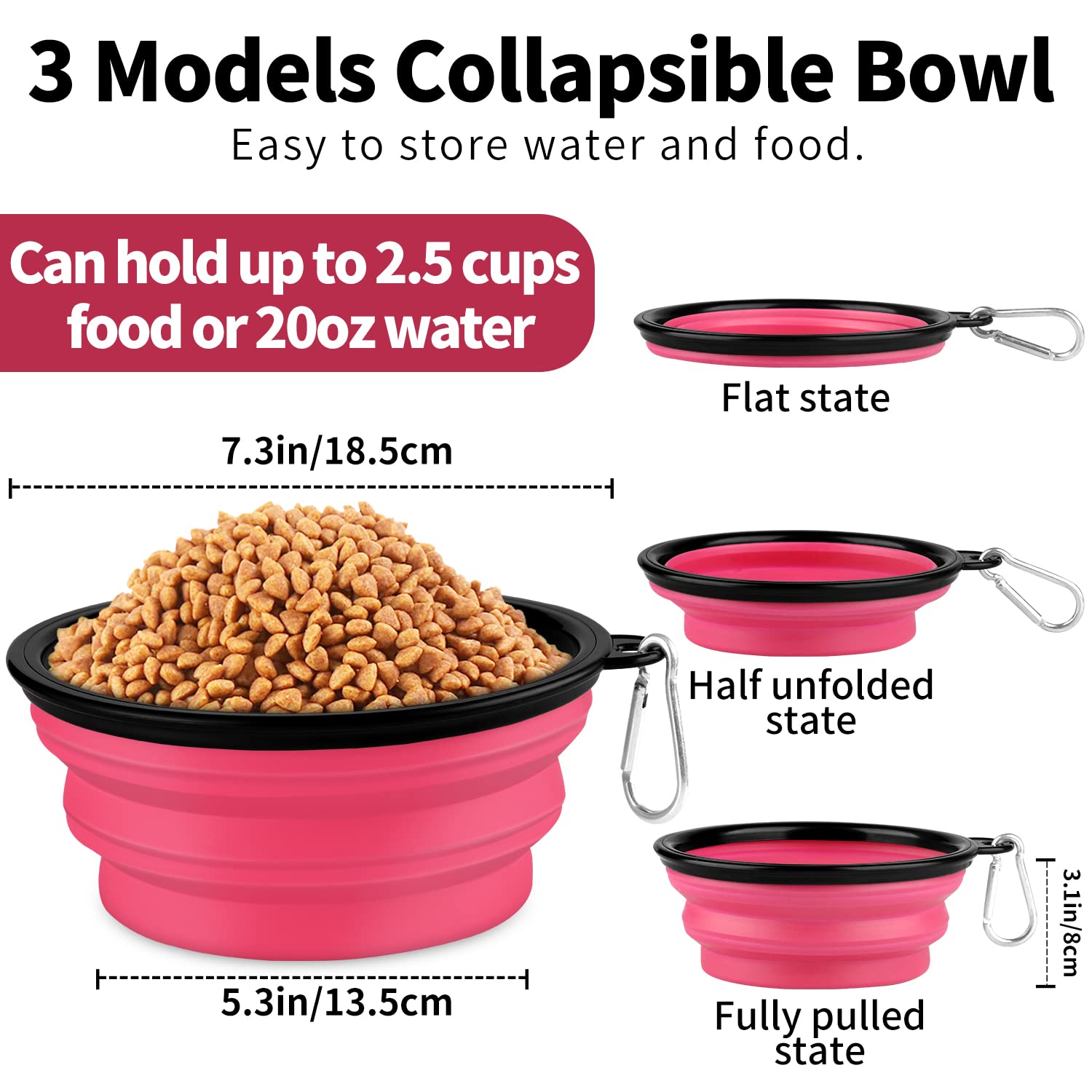 Paercute Collapsible Dog Bowl, Lightweight And Portable, Ideal For Travel, Hiking, Camping, And Everyday Use