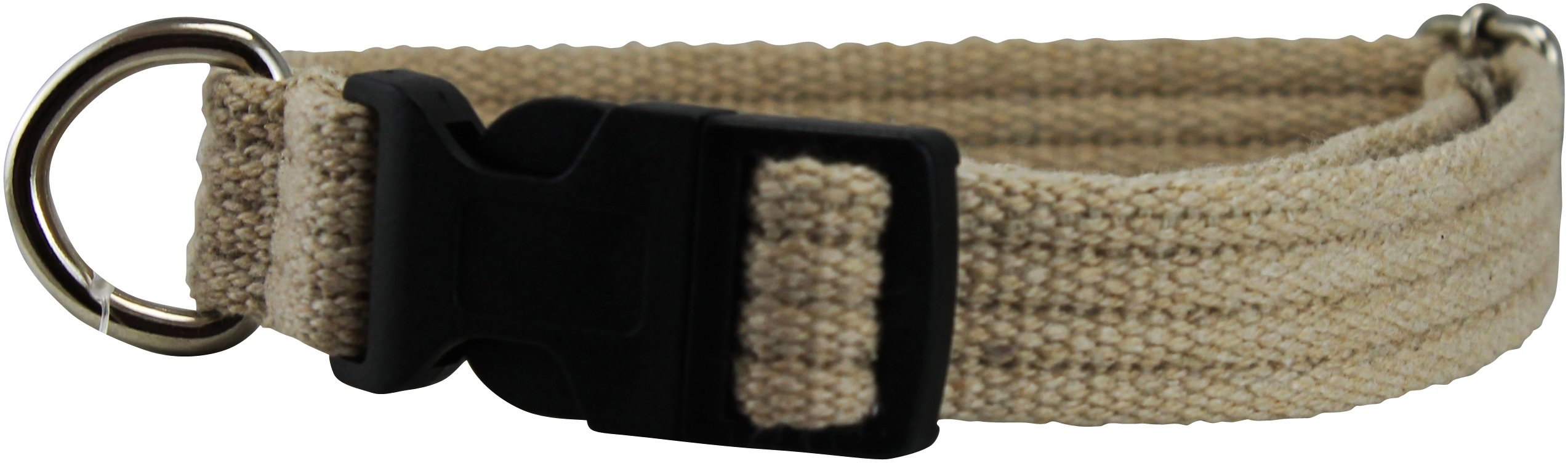 Cotton Web Adjustable Dog Collar 4 Sizes Beige (Small: Neck 11.5'-15.5'; Width 1/2')
