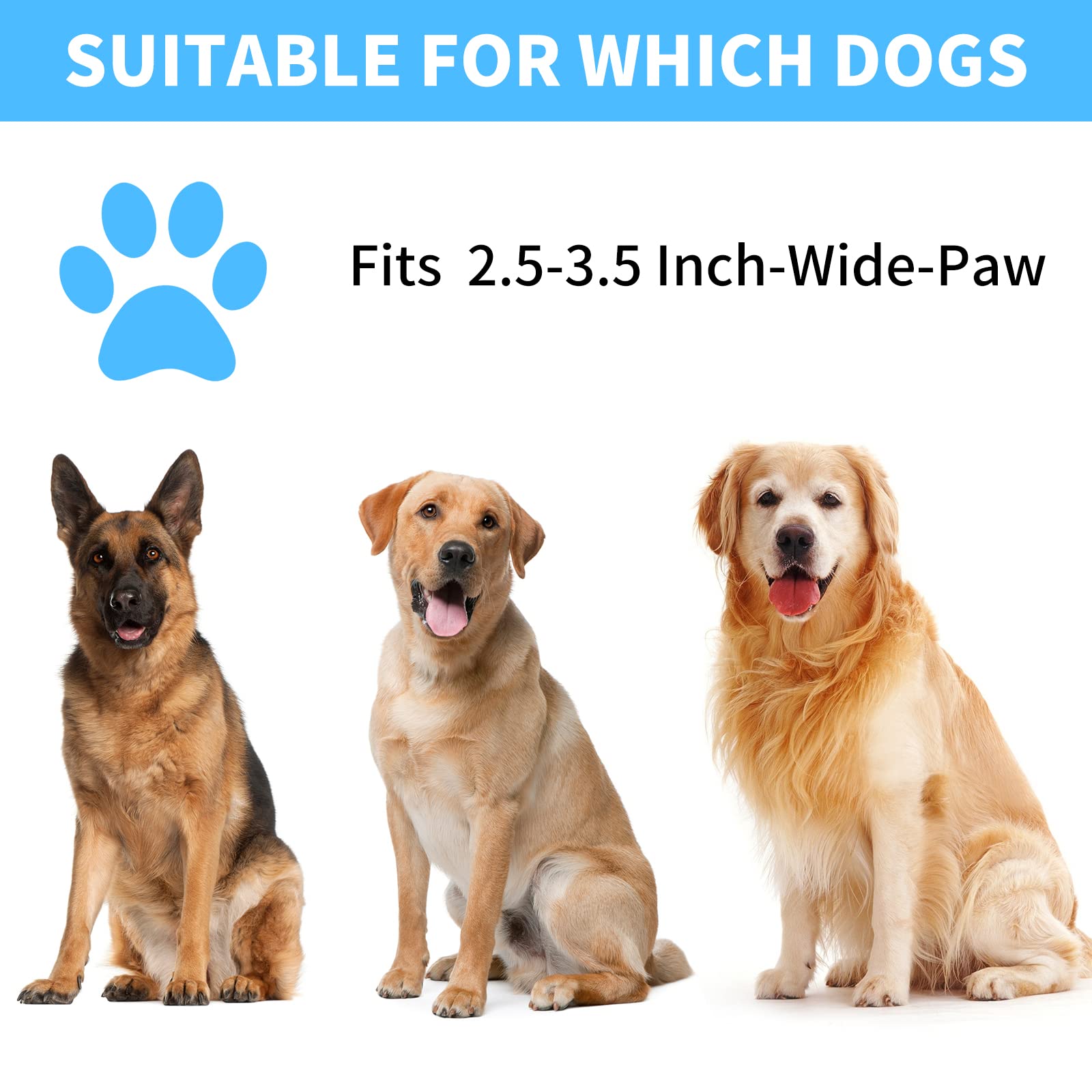 Comotech Dog Paw Cleaner With Bath Brush & Absorbent Towels - Adjustable Ring Handle For Long And Short-Haired Dogs (Large, Blue)