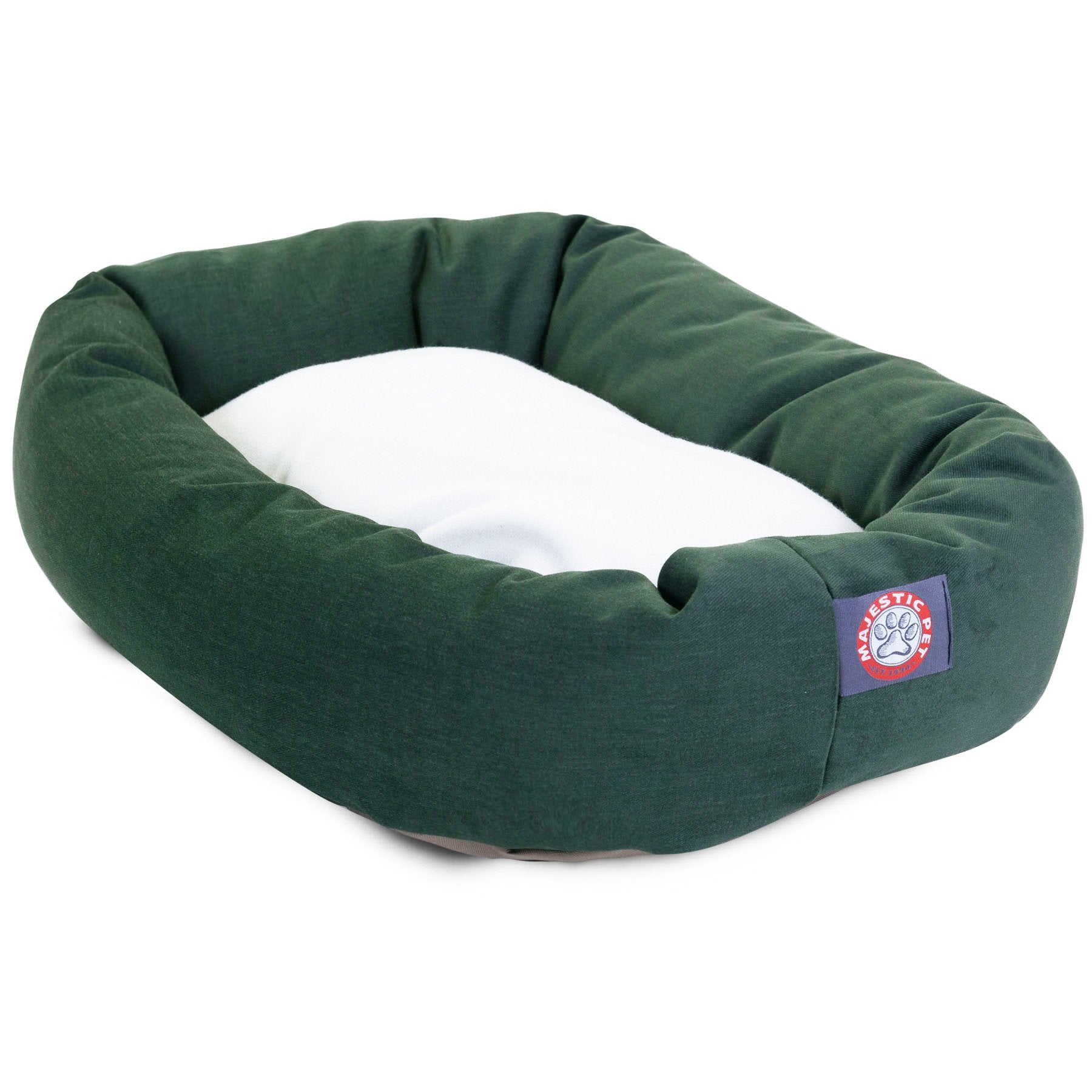 40 Inch Green & Sherpa Bagel Dog Bed By Majestic Pet Products